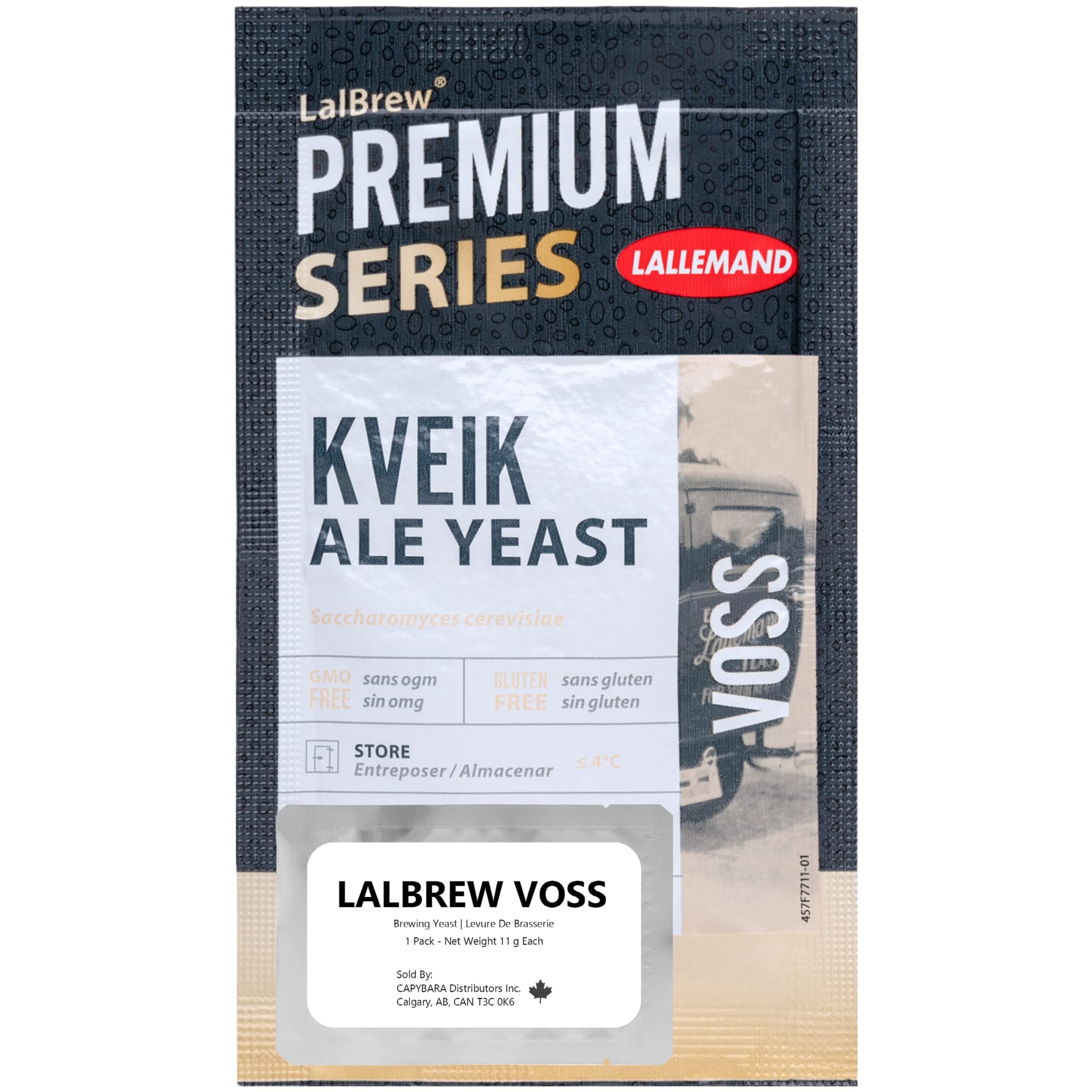 LalBrew VOSS Kveik Brewing Yeast (1 Pack) - Kveik Ale Yeast - Make Beer At Home - 11 g Sachets - Saccharomyces cerevisiae - Sold by CAPYBARA Distributors Inc.