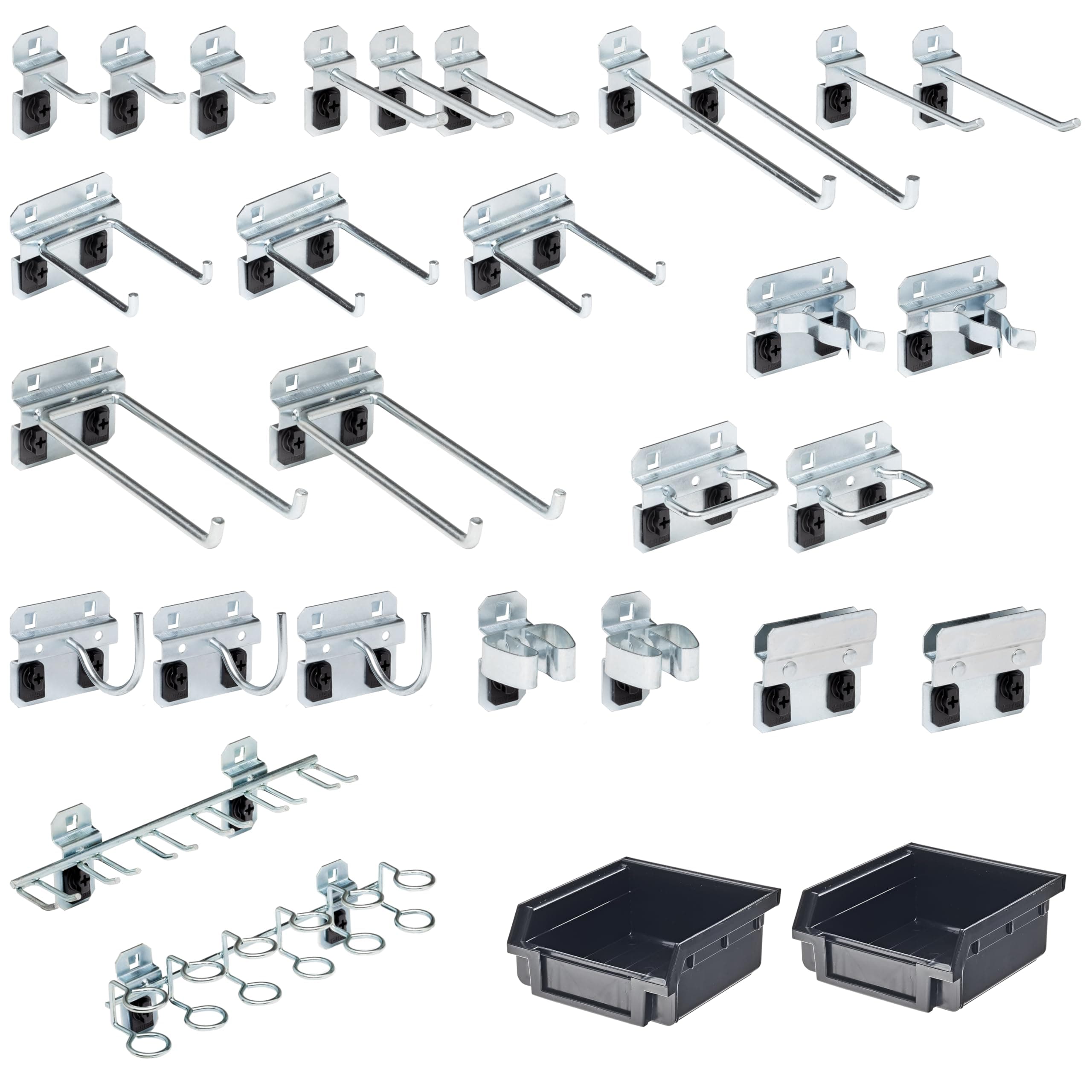 LH3-KIT LocHook 30-Piece Zinc Plated Steel Hook and Bin Assortment for LocBoard