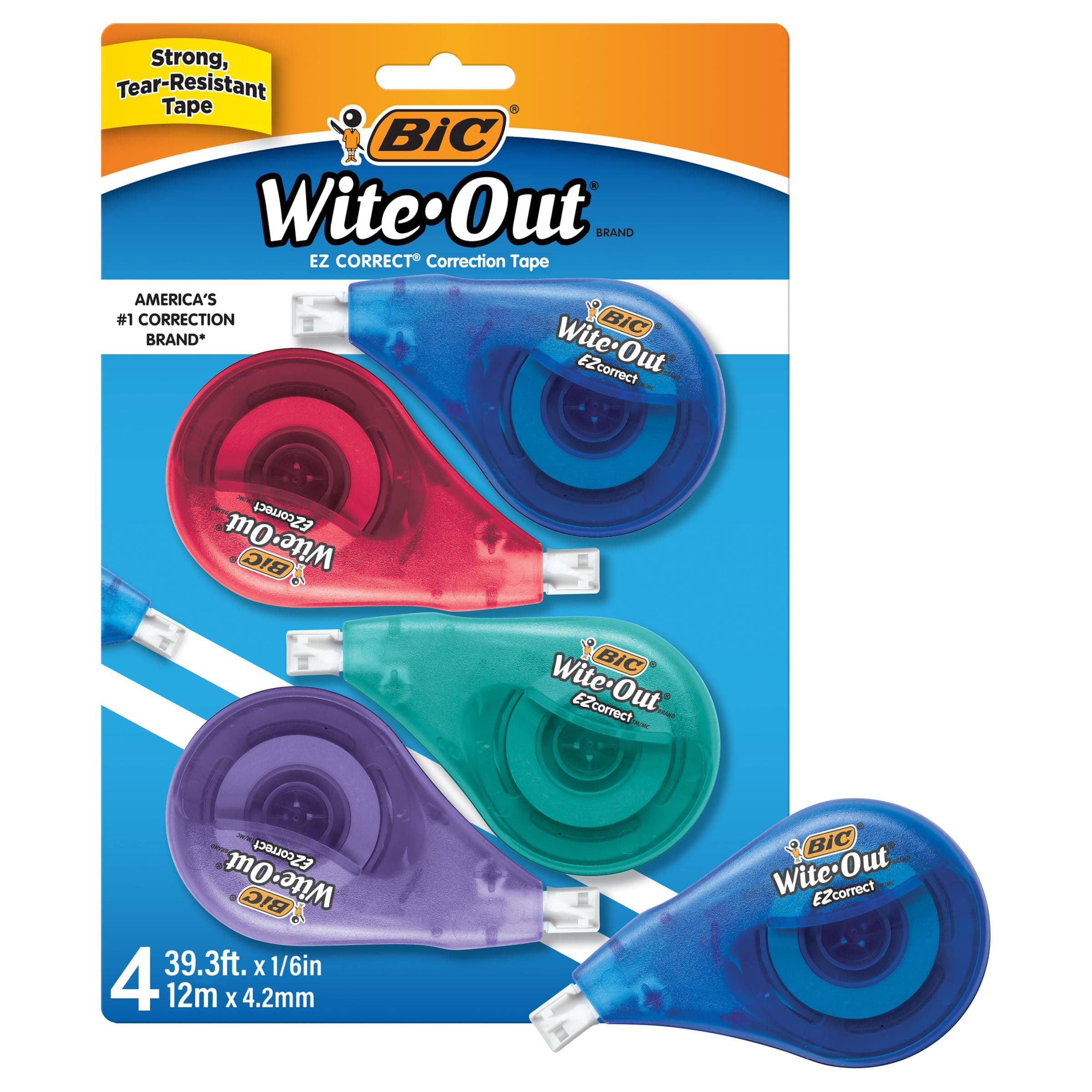 BIC Wite-Out Brand EZ Correct Correction Tape, 4-Count
