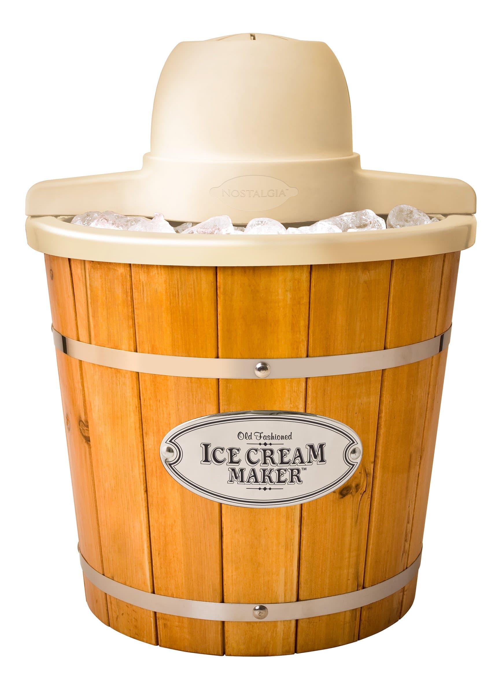 NostalgiaICMP400WD Electric Wood Bucket Ice Cream Maker, 4-Quart