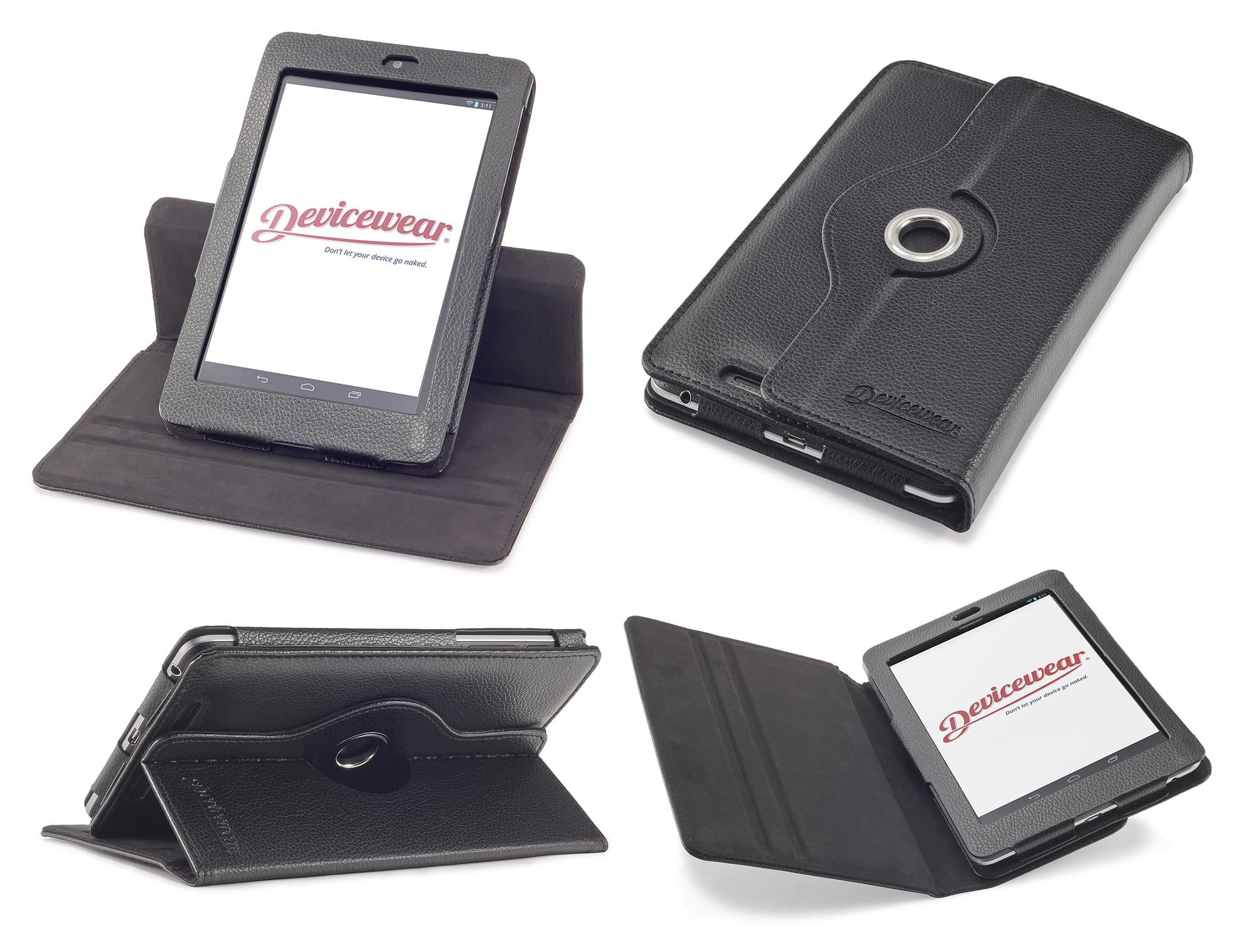 Rotating Google Nexus 7 Case First Generation/2012 with Multi-angle Stand, Smart On/Off switch, Black vegan leather