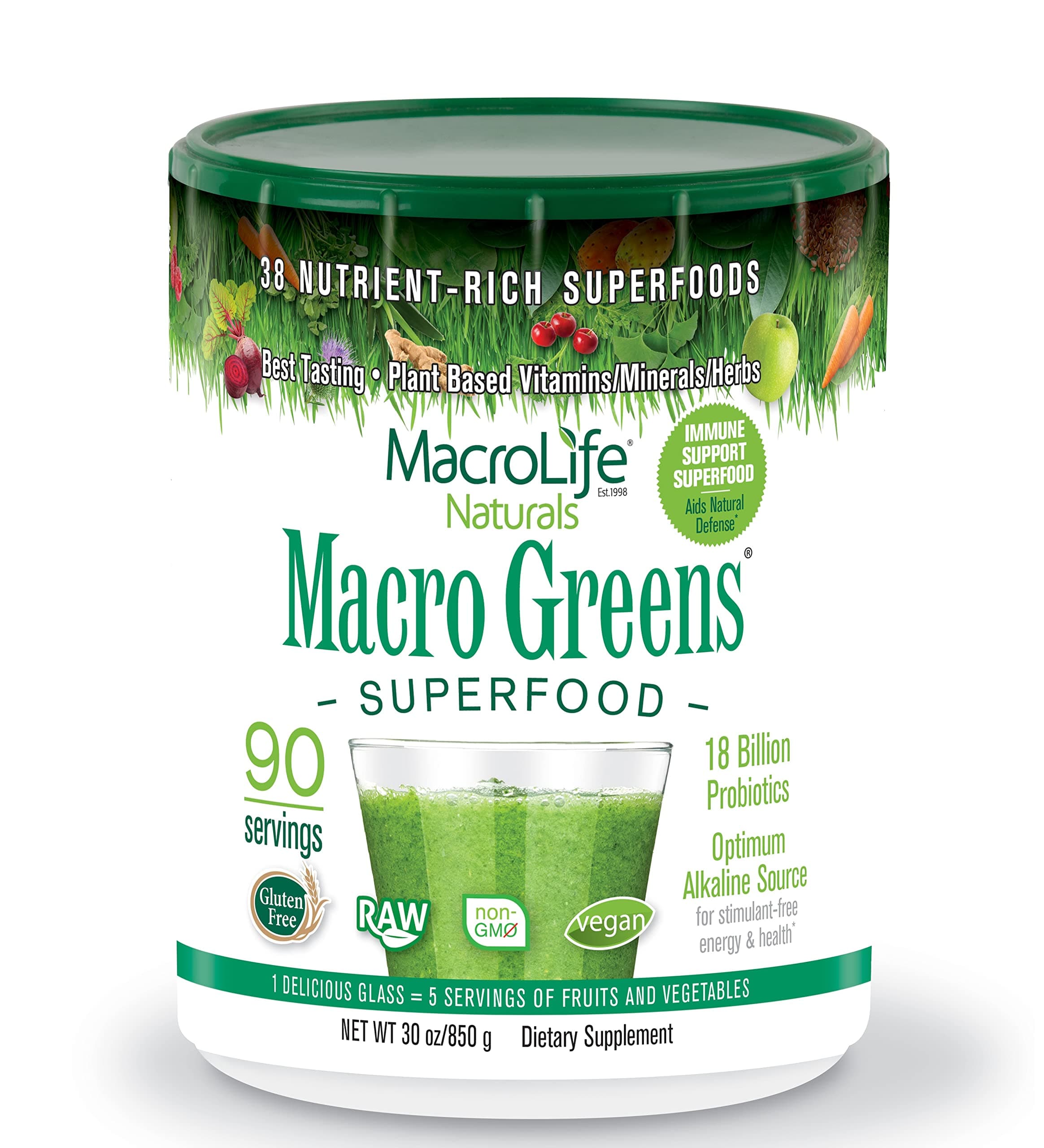 MacroLife Naturals Macro Greens Superfood – 30oz - 90 Servings
