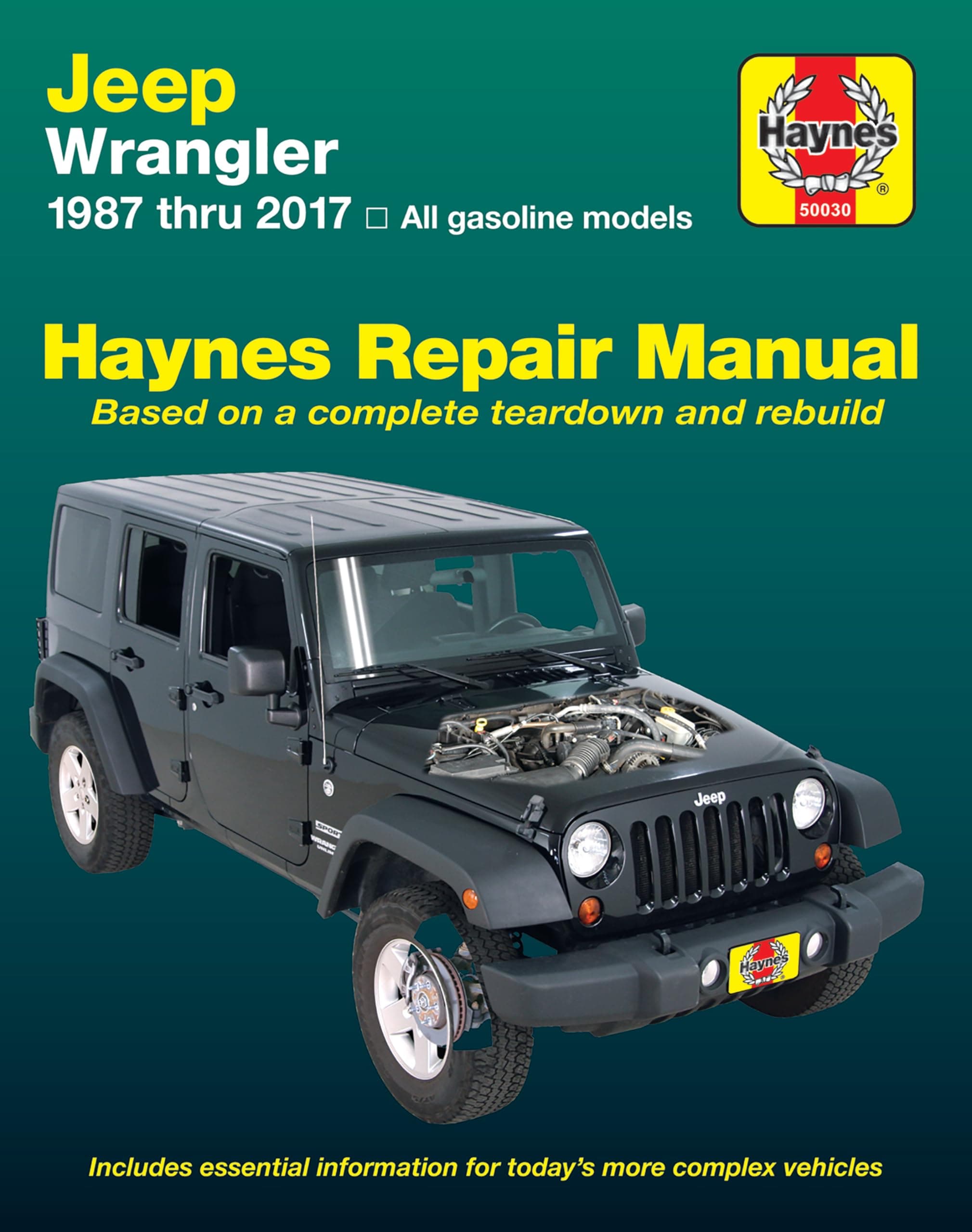 Jeep Wrangler 4-cyl & 6-cyl Gas Engine, 2WD & 4WD Models (87-17) Haynes Repair Manual (Does not include info specific to diesel engine models. Includes coverage apart from specific exclusion noted)