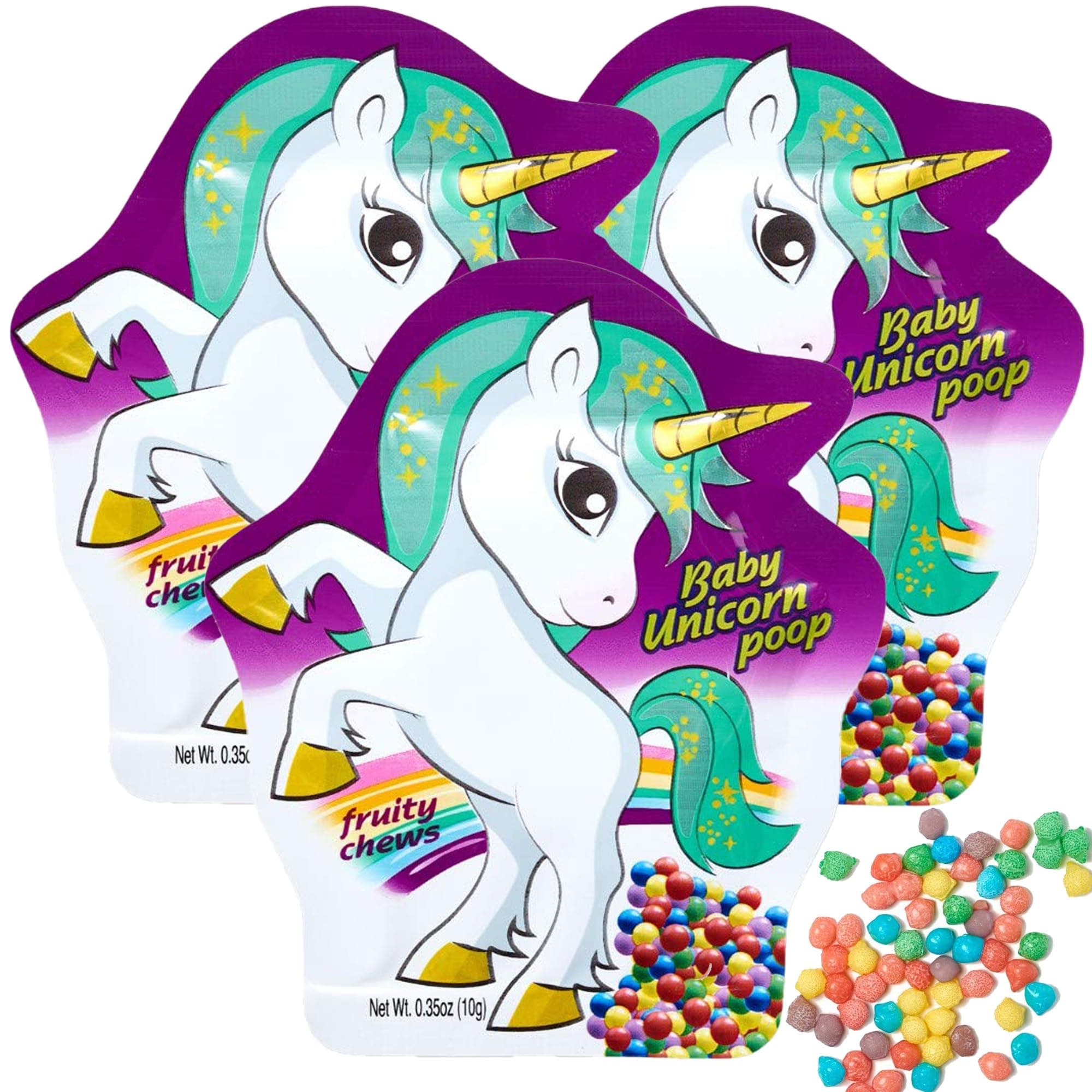 Baby Unicorn Poop Candy Fruit Chews, Delight your Kids with these Adorable Unicorn Candy Party Favors and Goody Bag Fillers, Perfect Decorations for your Unicorn Party or Event, By 4YoreElves, Pack of 24 x 0.35oz