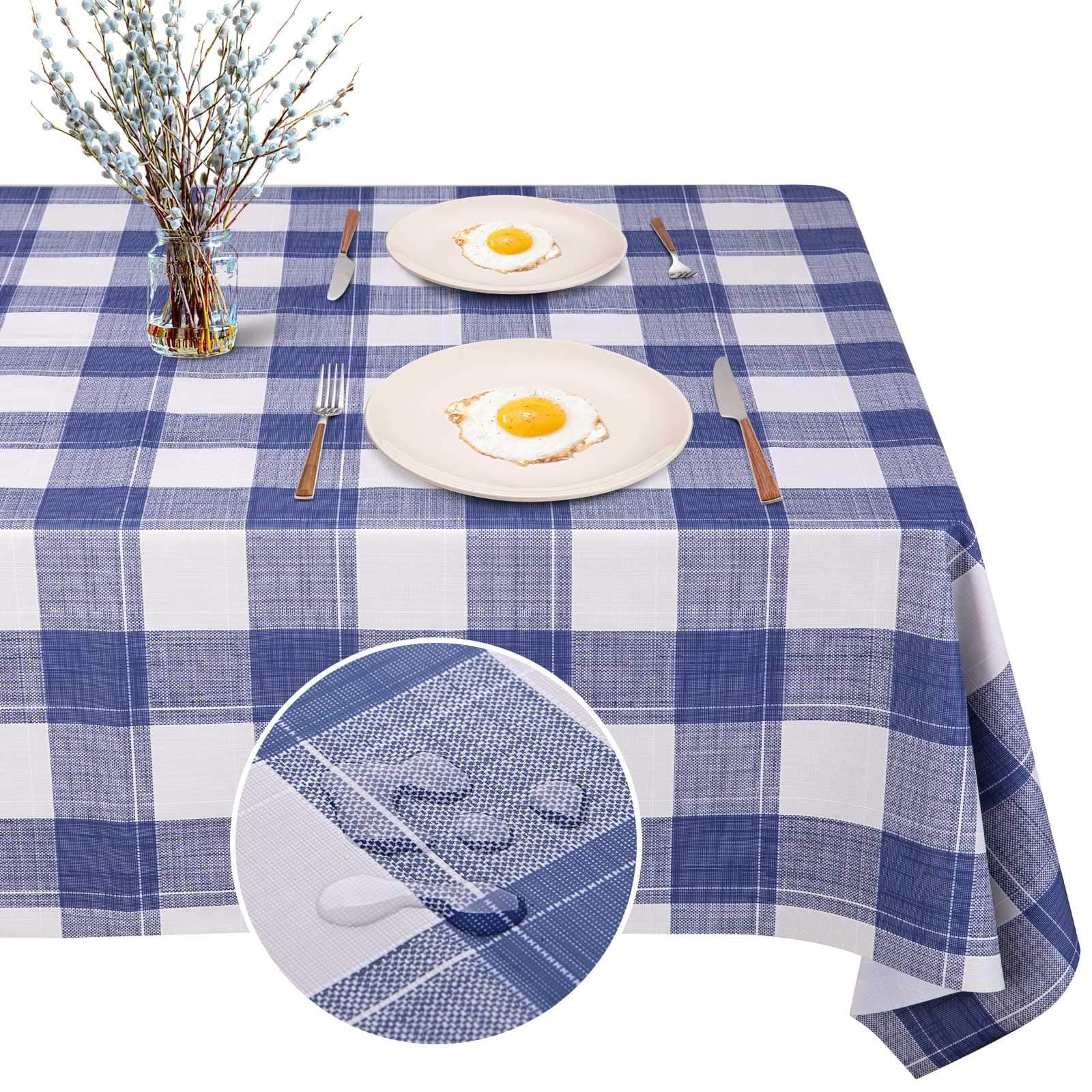 VARWANEOCheckered PVC Tablecloth Rectangle Waterproof Vinyl Table Cloth Oil Proof Spill Proof Washable Wipeable Gingham Table Cloth Great for Dinner Party and Picnic(60x84in)