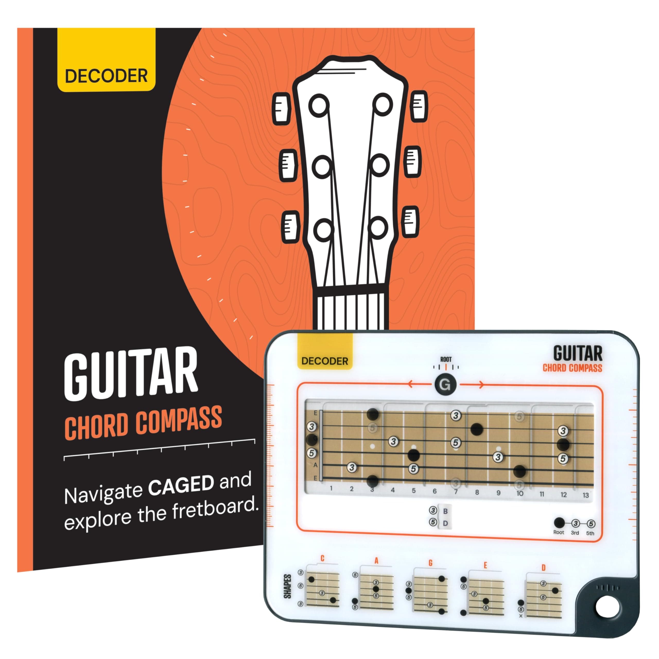 - Sliding Guitar Chord Compass & Book - Learn CAGED System, Build 1000+ Chords in Any Key, Visual Fretboard Decoder Tool & Theory Book - For Beginner to Advanced Guitar Players