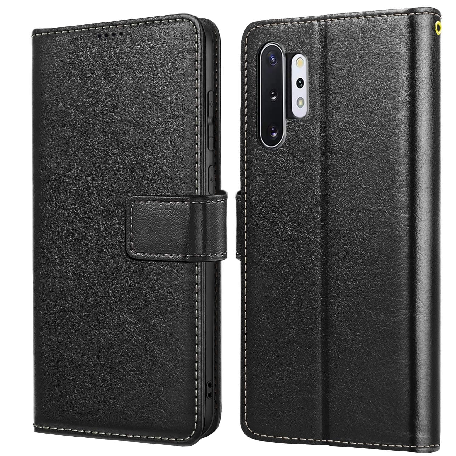 YECOSIN Phone Case for Samsung Galaxy Note 10 Plus Flip Leather Cover for Samsung Galaxy Note 10+ Holsters Wallet Case Black