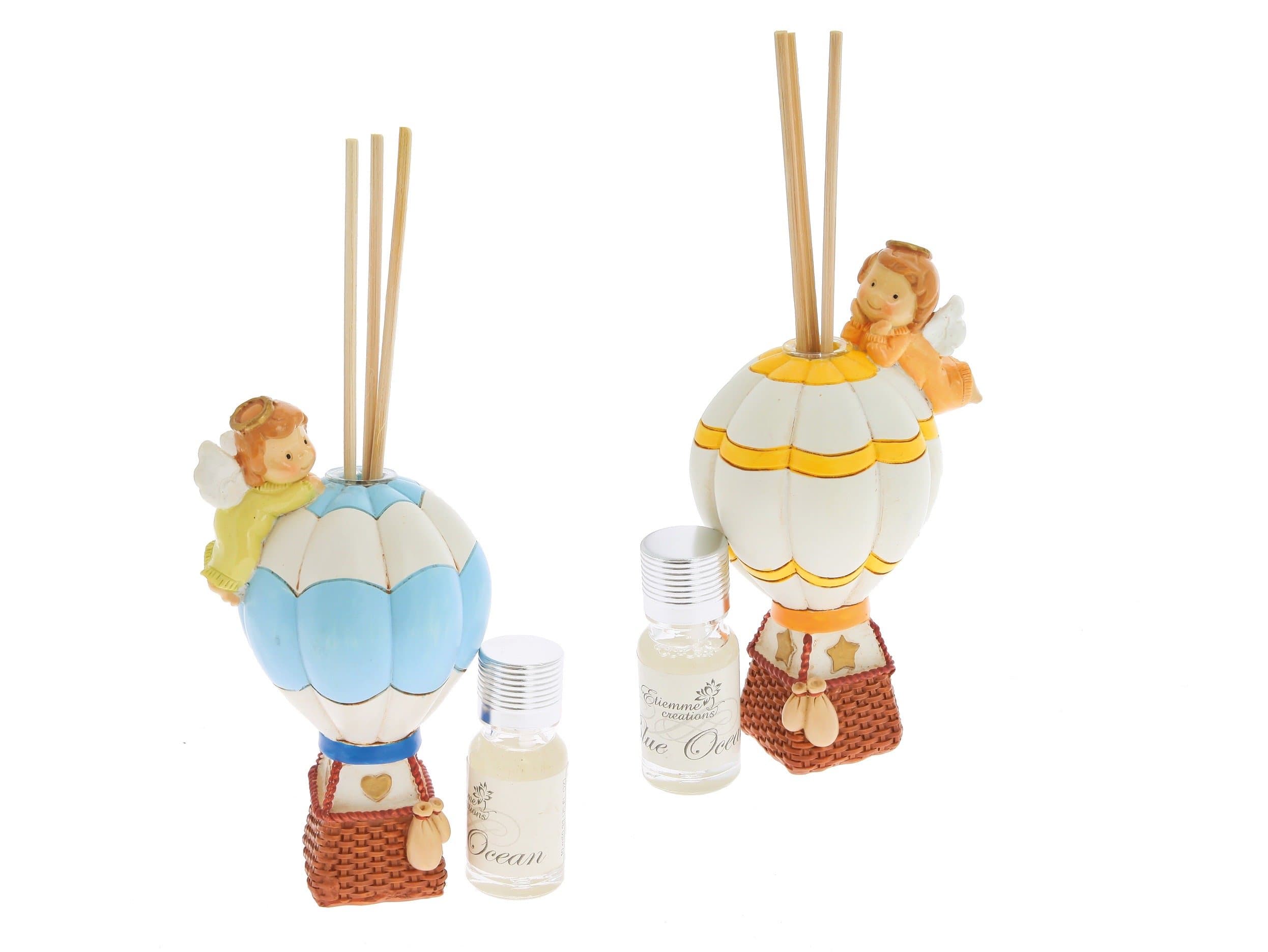 Set of 2 Assorted Angel Reed Diffuser Hot Air Balloon with 2 pieces Resin 8 x 13 + Perfume C/AST.