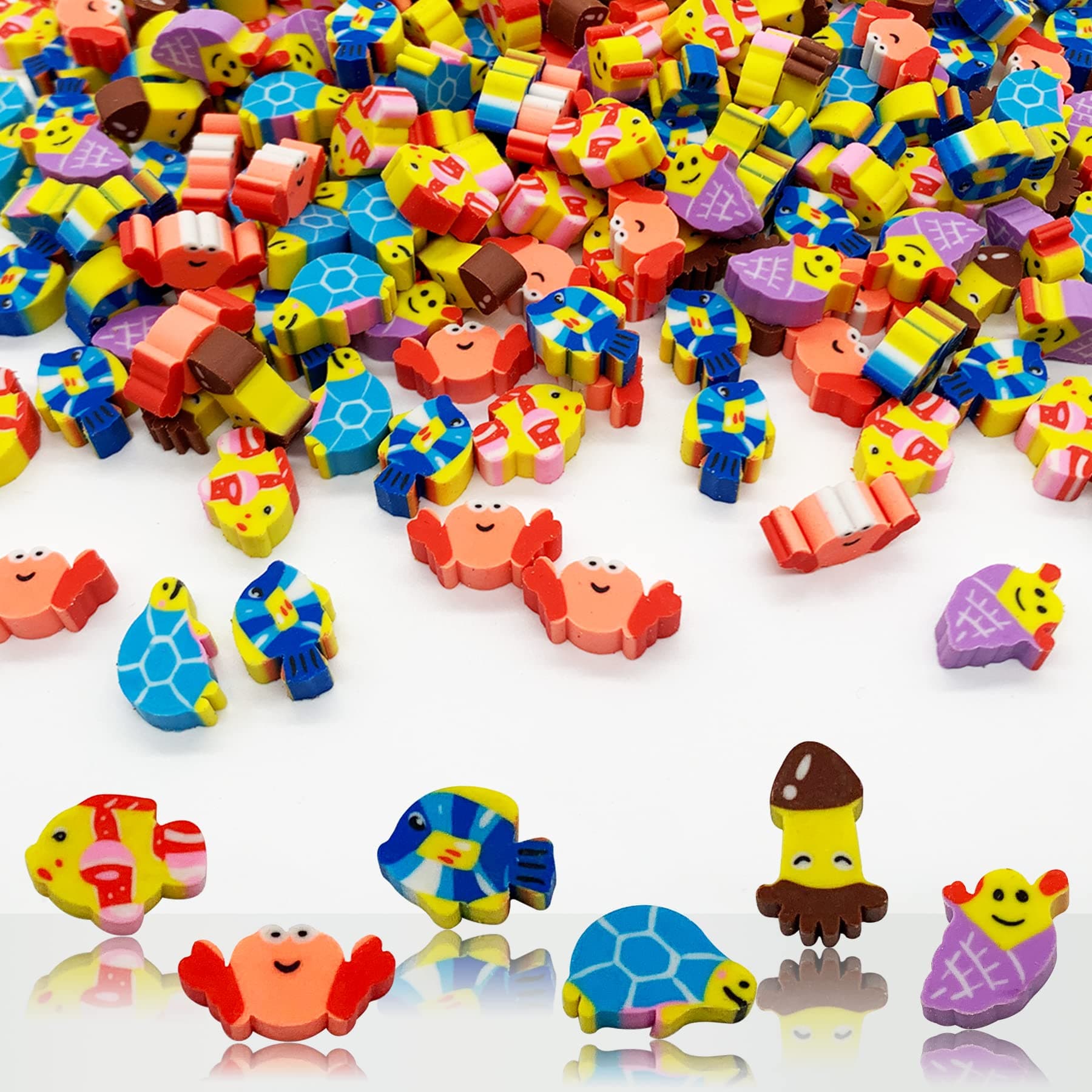 300 Pieces Sea Animal Mini Erasers Assortment Novelty Pencil Erasers Bulk for Rewards Prizes Gift Filler