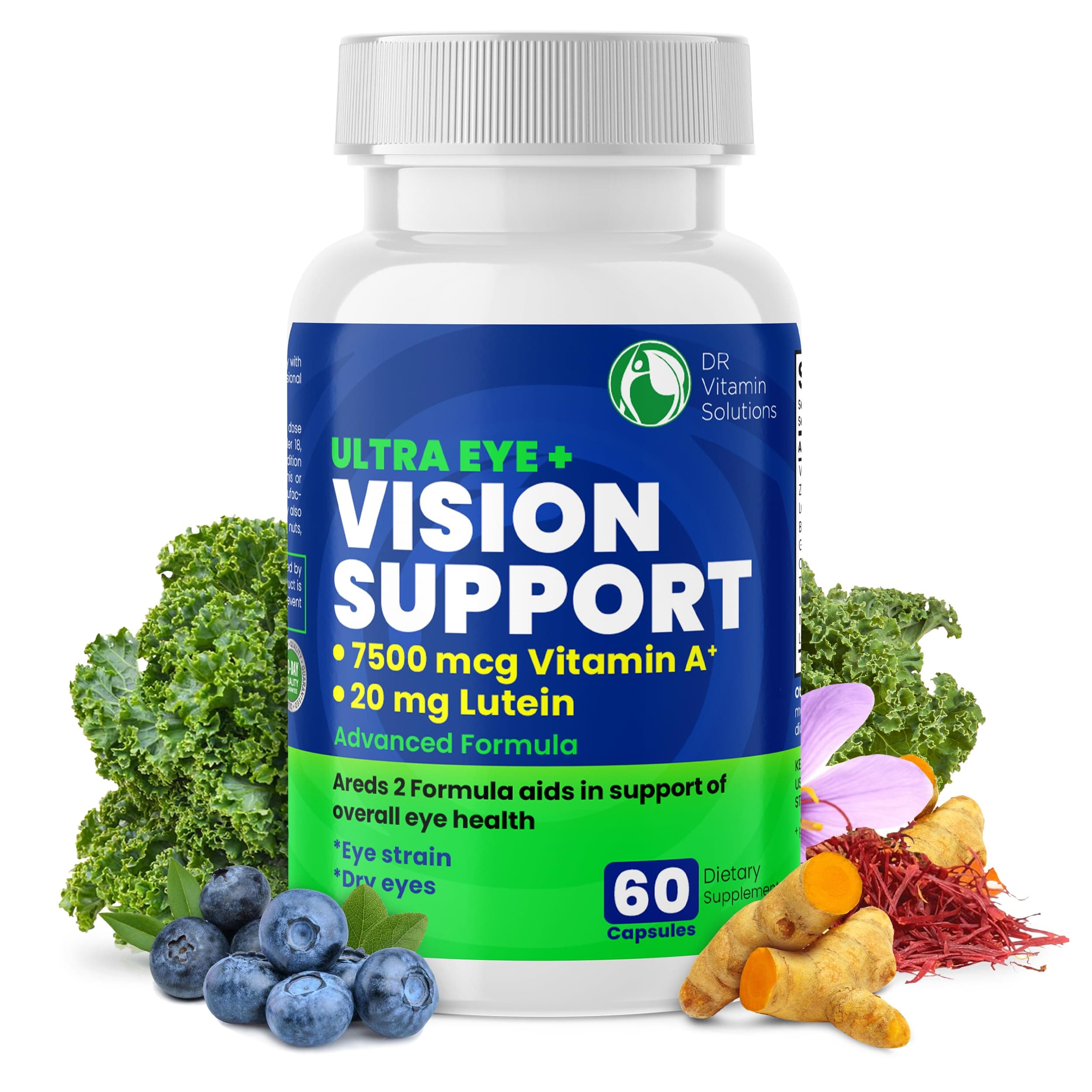 Vision Support Eye Vitamins for Macular Health | Eye Care Supplements with Lutein, Zinc, Vitamin A & Bilberry | Areds 2 Formula for Red & Dry Eyes, Sight Care & Macular Degeneration for Adults |60 Ct