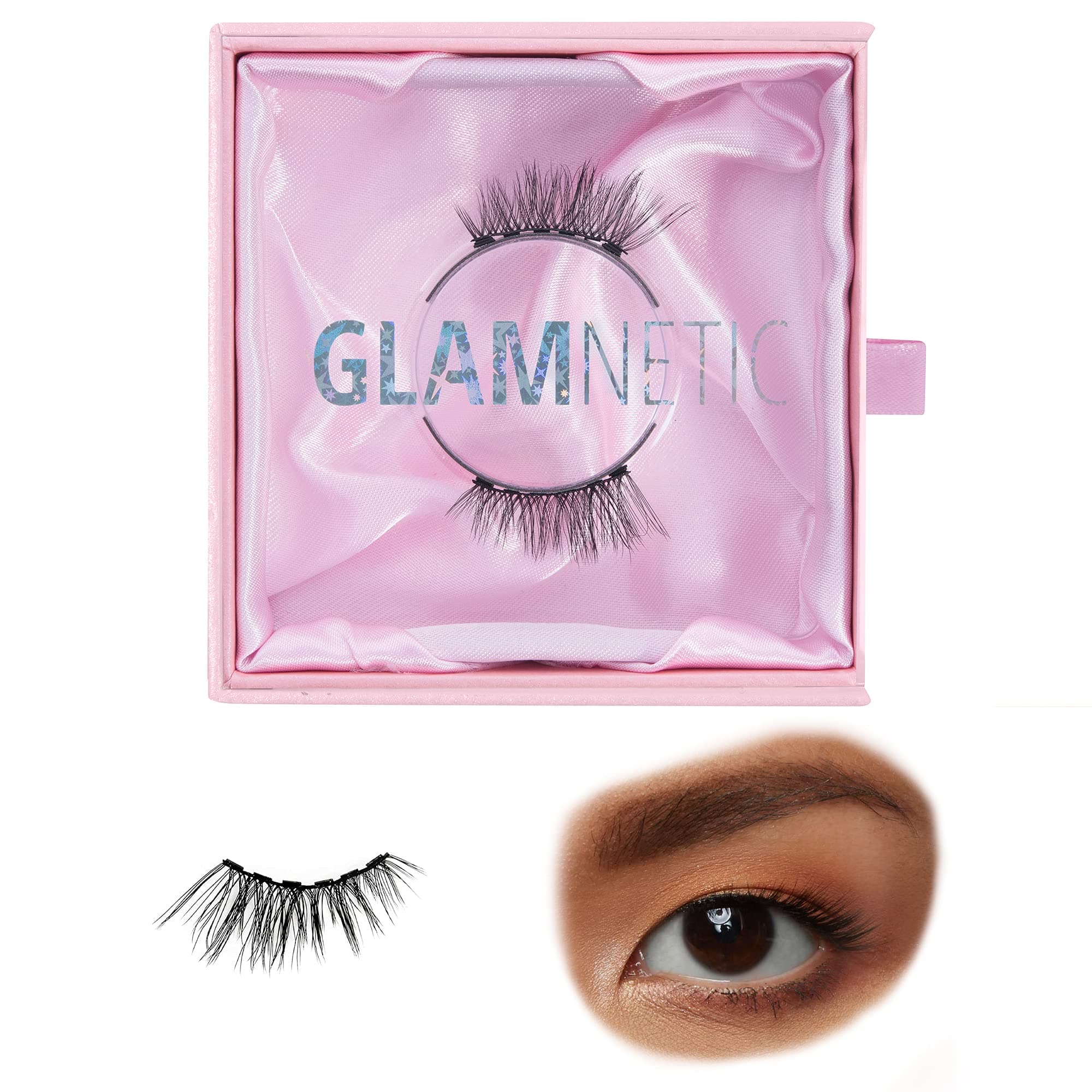 Glamnetic Magnetic Half Lashes - Princess | Natural Looking Half Lash Set, Short Cat Eye Flared, 6-Magnet Band, Reusable Eyelashes Small Eyes, Up to 60 Wears - 1 Pair