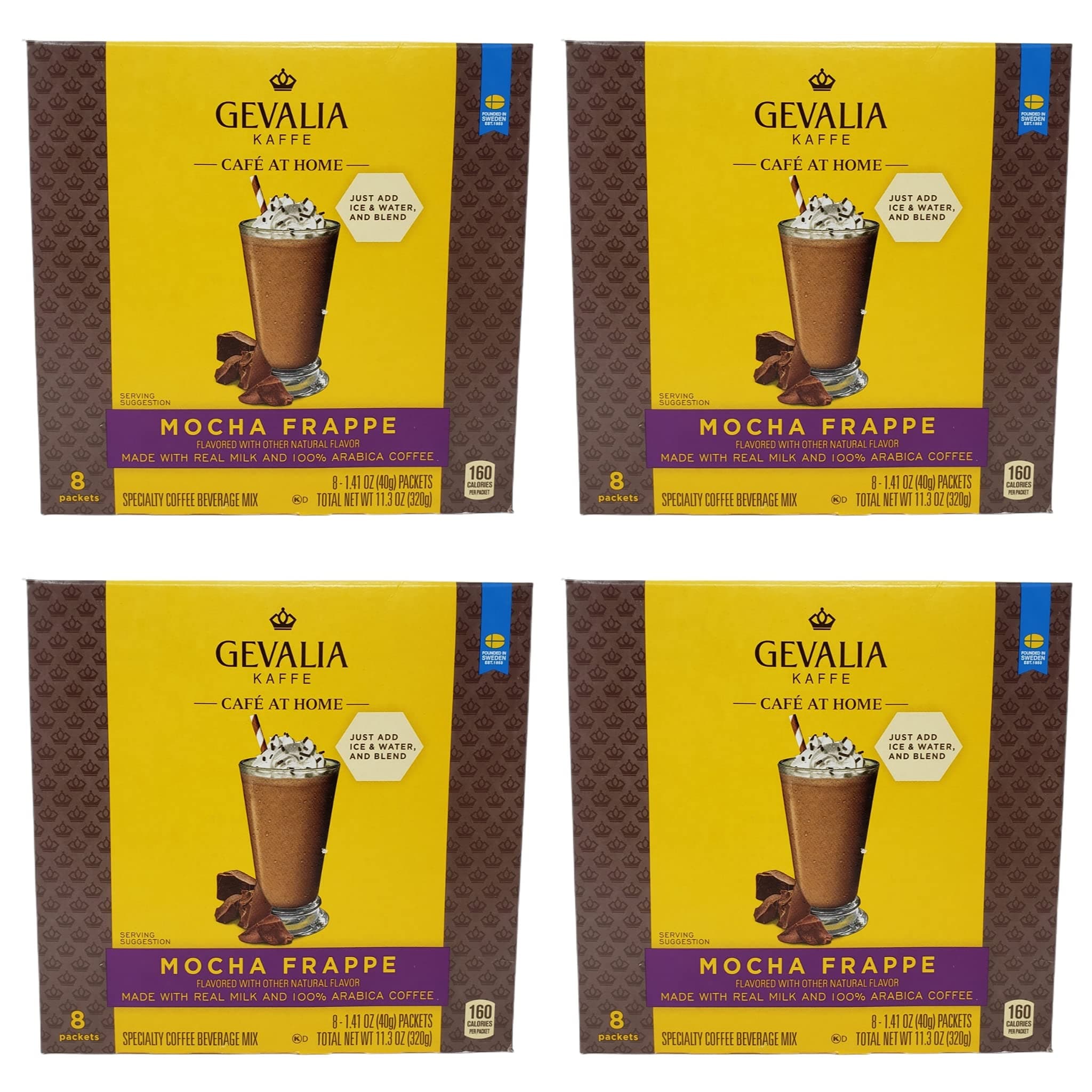 Gevalia Kaffe Mocha Frappe Specialty Coffee Beverage Mix - Made with Real Milk and 100% Arabica Coffee - Choose a 16 Packets, 32 Packets, and 48 Packets (32 Packets)