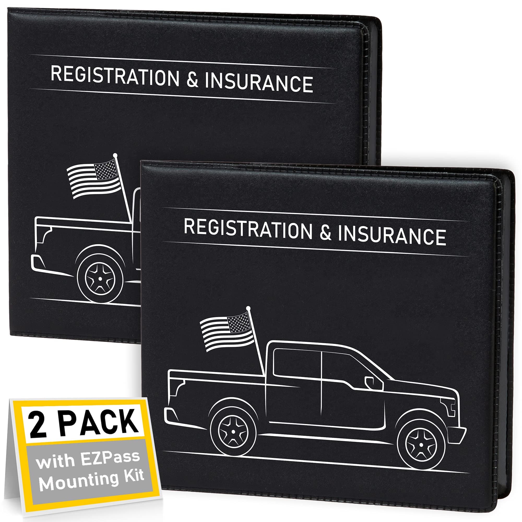 Auto Accessory Document Holder, 2 Pack (Black, PVC, Portable, EZ Pass Compatible)
