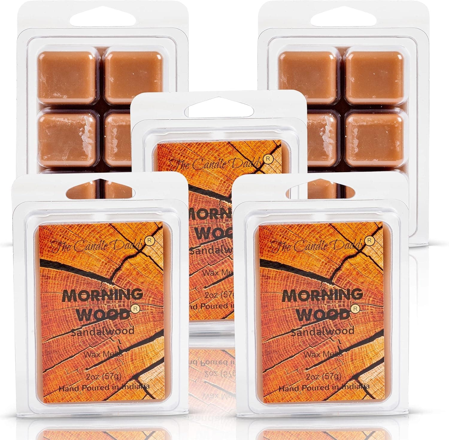 Morning Wood - Sandalwood Scent - Maximum Scented Wax Cubes/Melts- 5 Packs -10 Ounces Total- 30 Cubes
