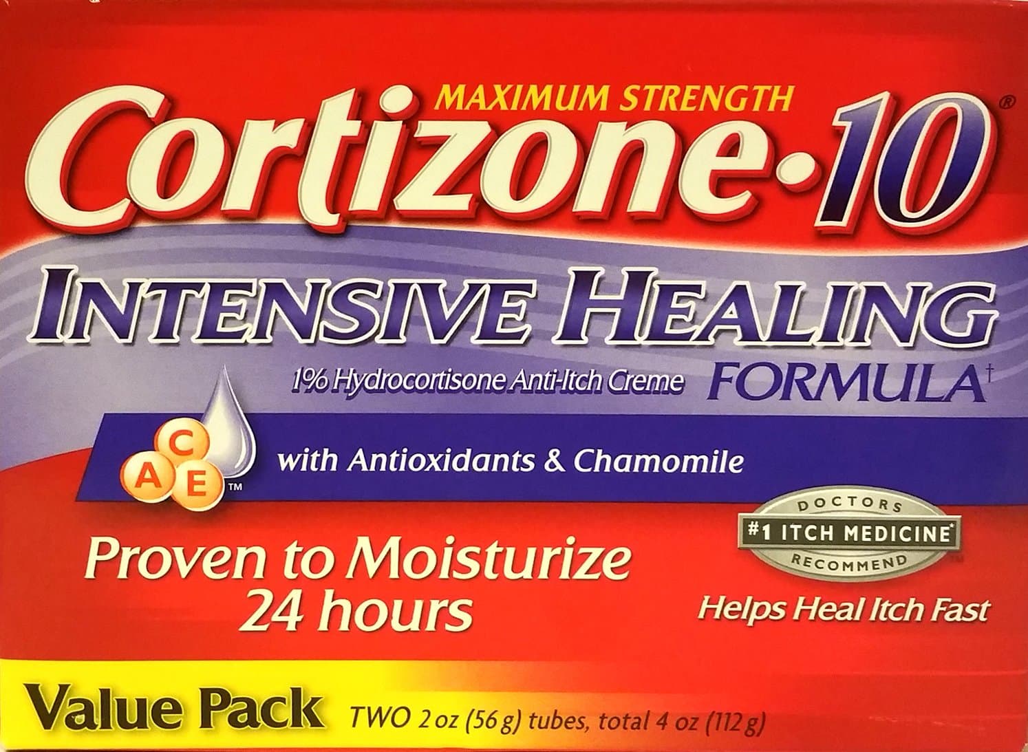 Cortizone-10 Max Strength Cortizone-10 Intensive Healing Formula with Antioxidants and Chamomile, Two 2 oz Tubes