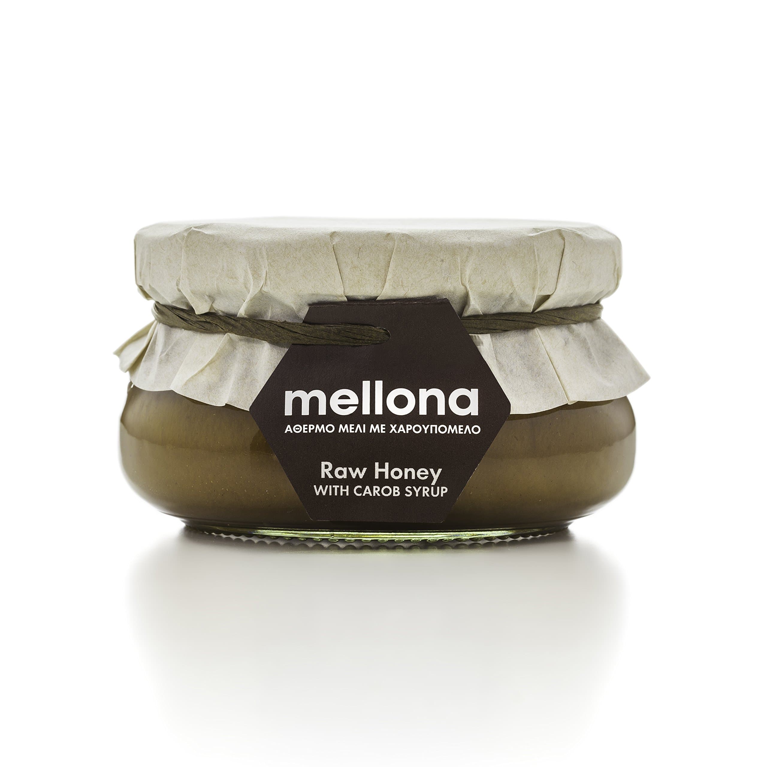 Mellona Pure Raw and Unique Creamy Honey with Natural Carob Syrup, 250 g