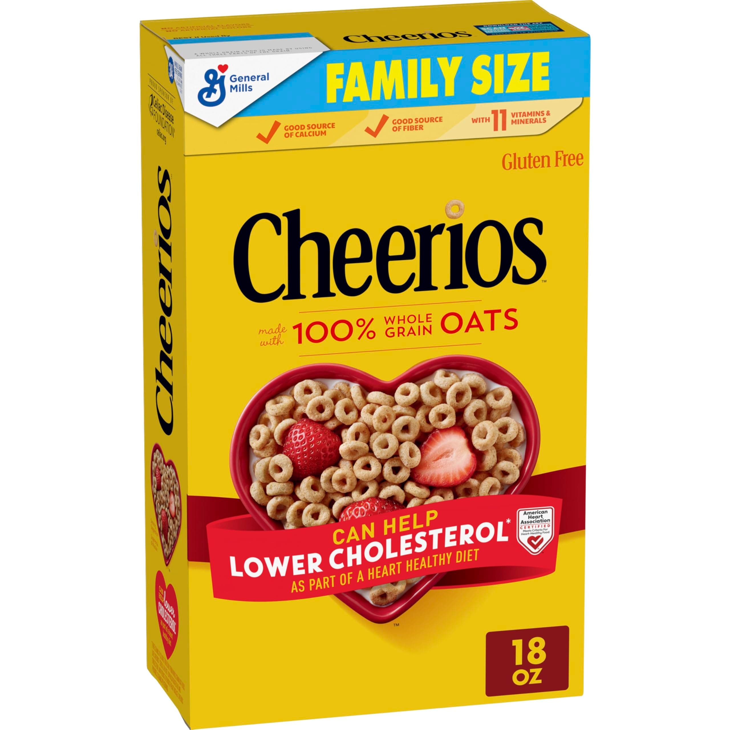 Cheerios Cereal, Limited Edition Heart Shapes, Affirmations Box, Heart Healthy, Gluten Free, Family Size, 18 oz
