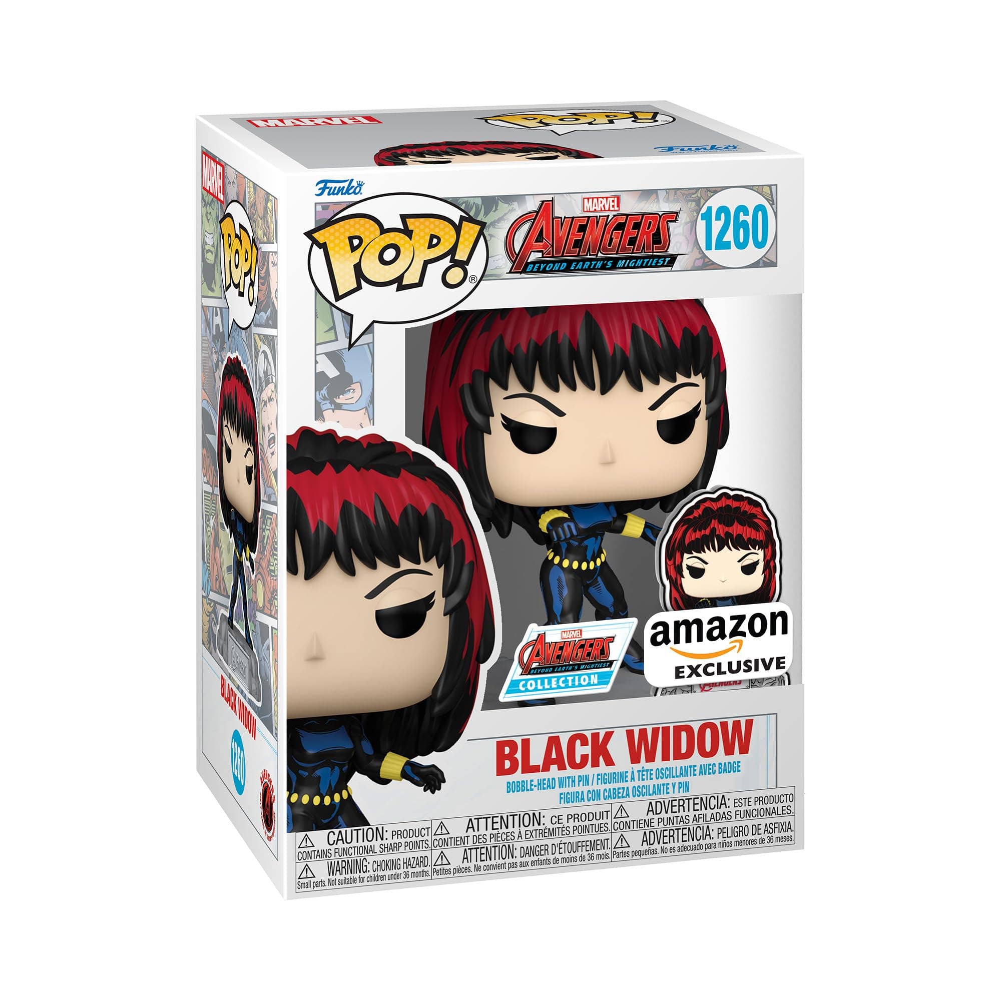 Pop! Marvel: A60 Comic Black Widow with Pin - Marvel Comics - Amazon Exclusive - Vinyl Collectible Figure - Gift Idea - Official Merchandise - Toy for Children and Adults