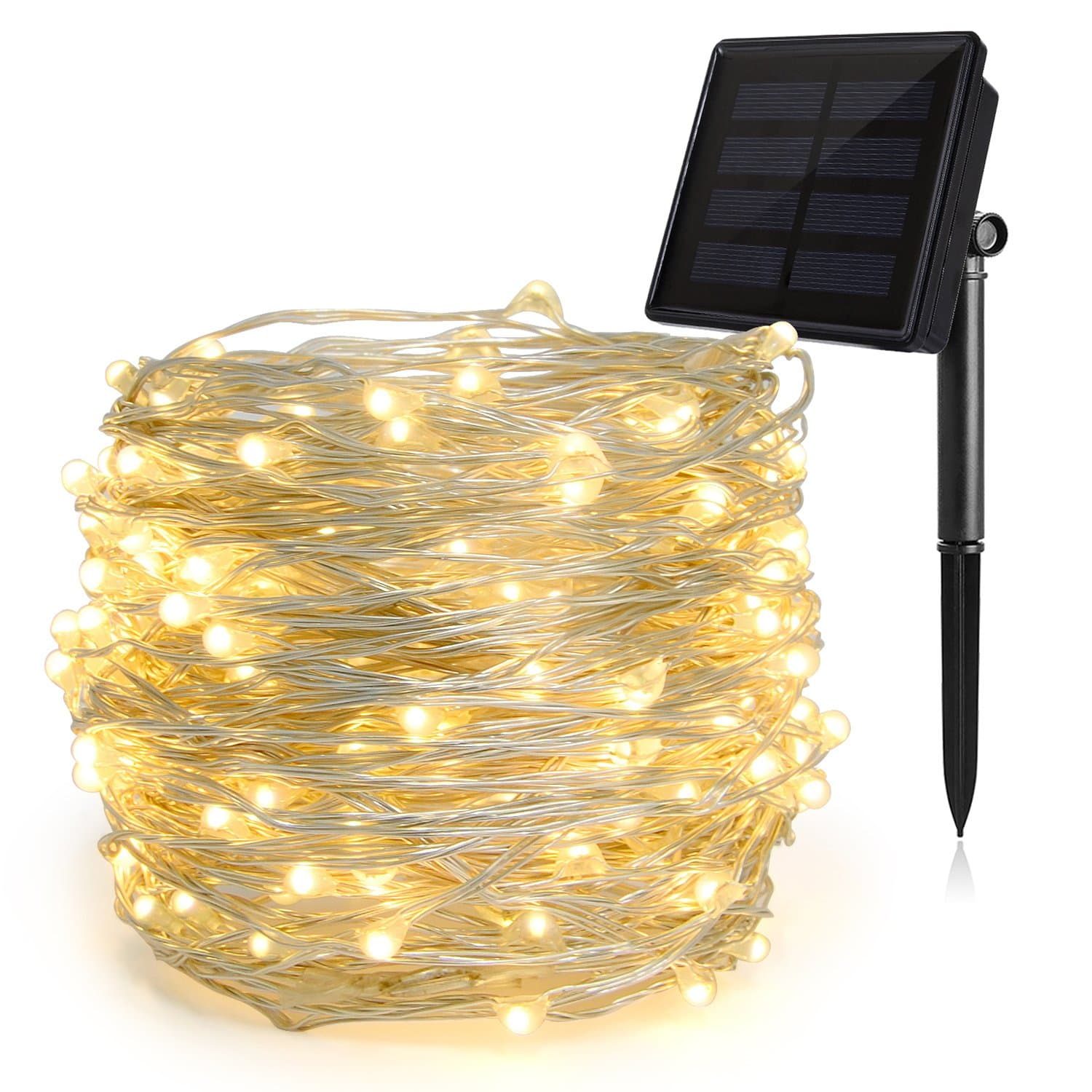 Heepow Waterproof Outdoor String Lights, 200 led 72ft Flexible Copper Wire Lights Auto On/Off 8 Modes Waterproof IP65 Solar String Lights for Garden, Patio, Fence, Window, Tree & Party (Warm White)