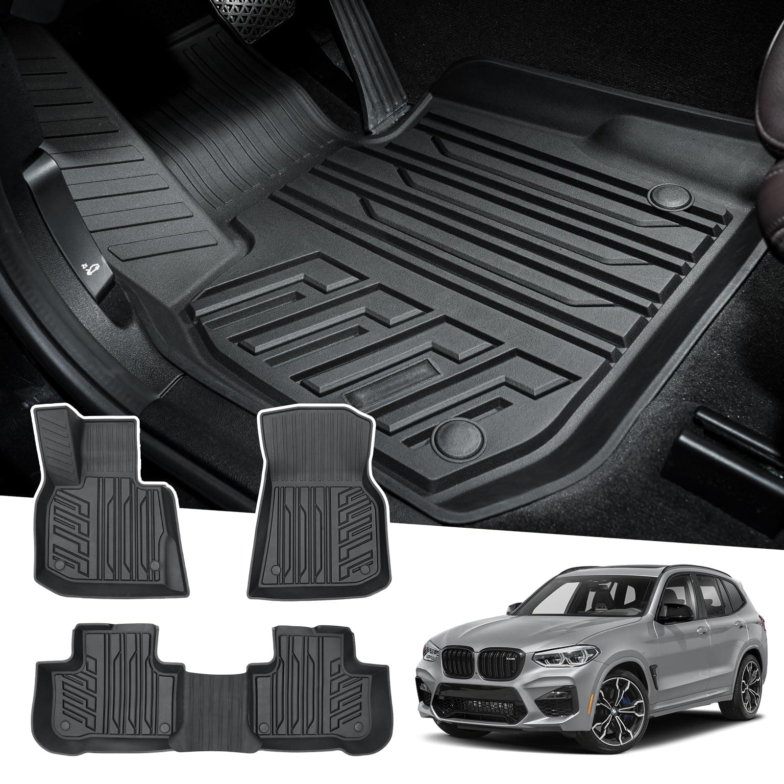 Floor Mats for 2018-2024 BMW X3 / 2019-2024 BMW X4, Custom Fit for X3 X4 Accessories, 3D TPE All Weather Car Mats Heavy-Duty Floor Liners (Fit All Models)