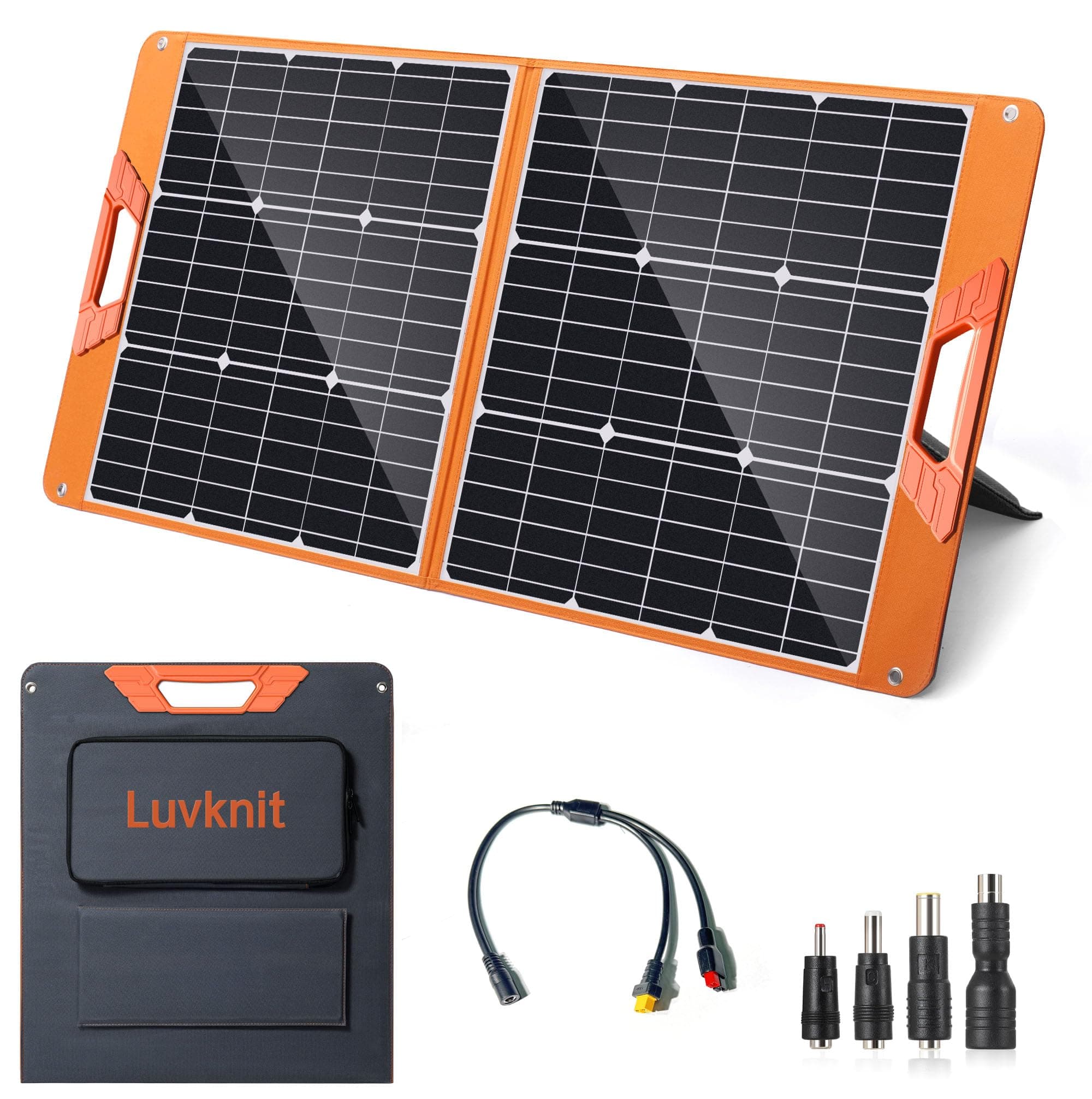 100 Watt Portable Solar Panel for Power Station, Foldable 100W Solar Panel for Camping Hiking Off-Grid Living, Monocrystalline Folding Panel Solar with 5V USB 18V DC Output(Black)