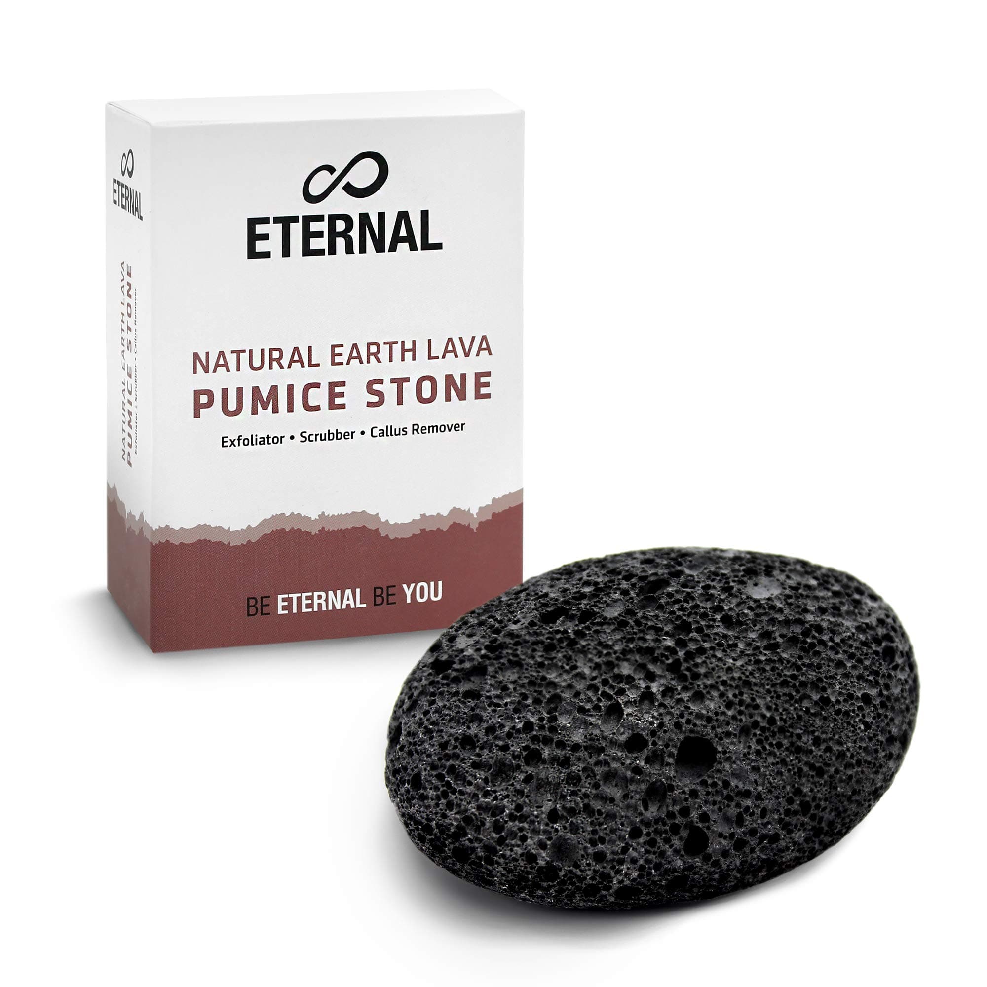 Eternal - Natural Earth Lava Pumice Stone - Skin Callus and Corn Remover for Feet, Heels and Palm - Pedicure and Manicure Exfoliation Tool - Foot Peel, Dry Dead Scrubber for Women and Men (Black)