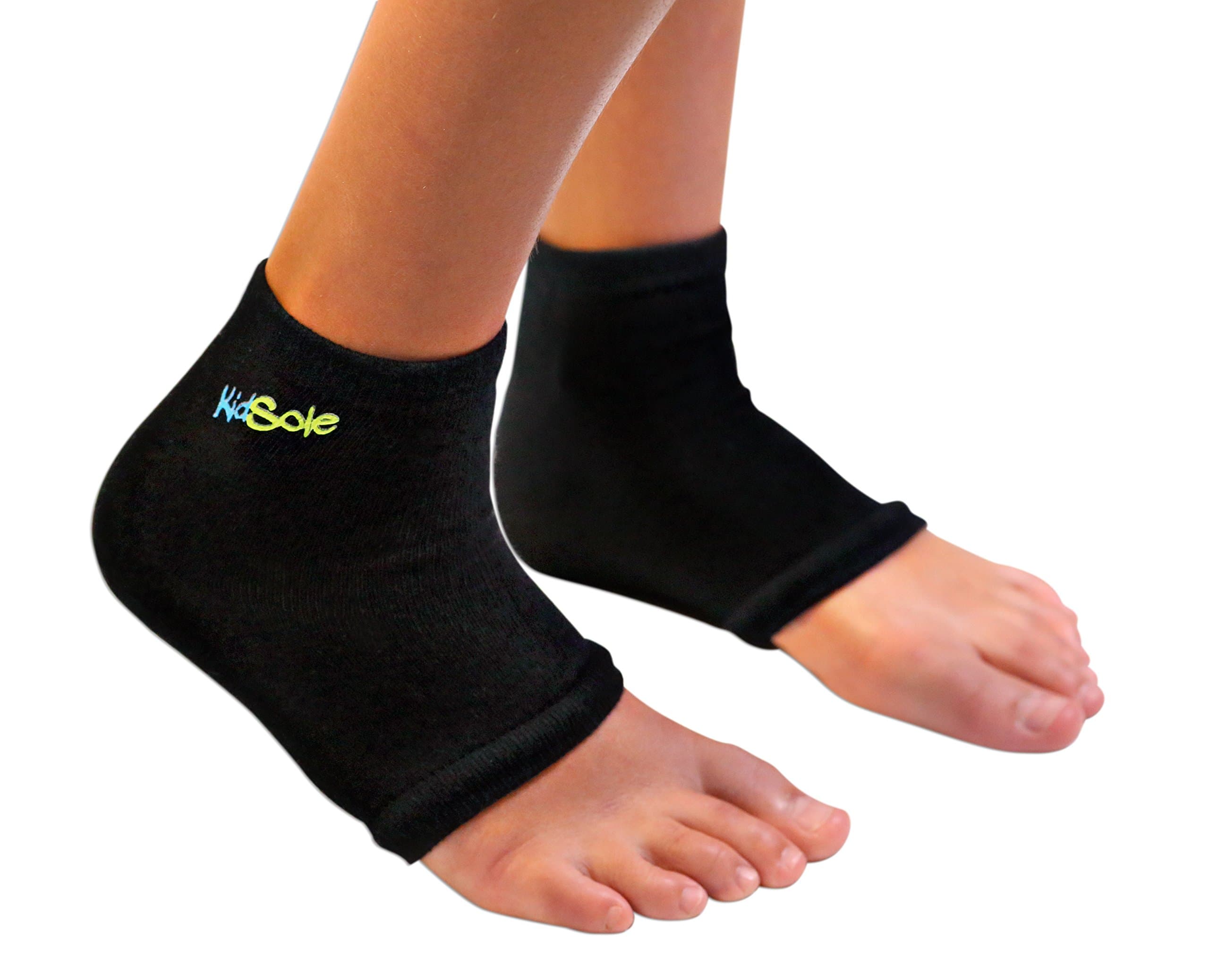 RX Gel Sports Sock for Kids with Heel Sensitivity from Severs Disease, Plantar Fasciitis. US Kid's Sizes 2-7 (Black)