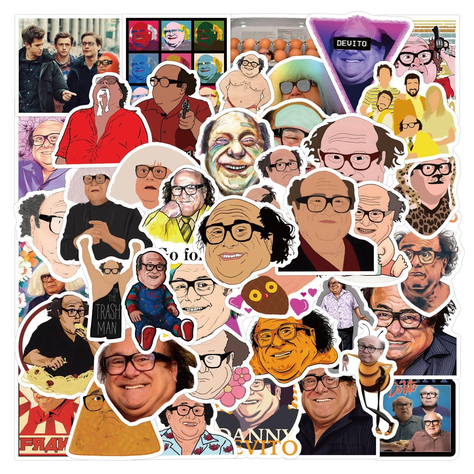CHVISO【53 PCS 】 Danny Devito Stickers, Meme Danny Dorito Sticker, Danny Devito Sticker Pack, Funny Meme Frank Reynolds Sticker, Danny Devito Meme Sticker, Alway Sunny Sticker Decals for Car Lapt