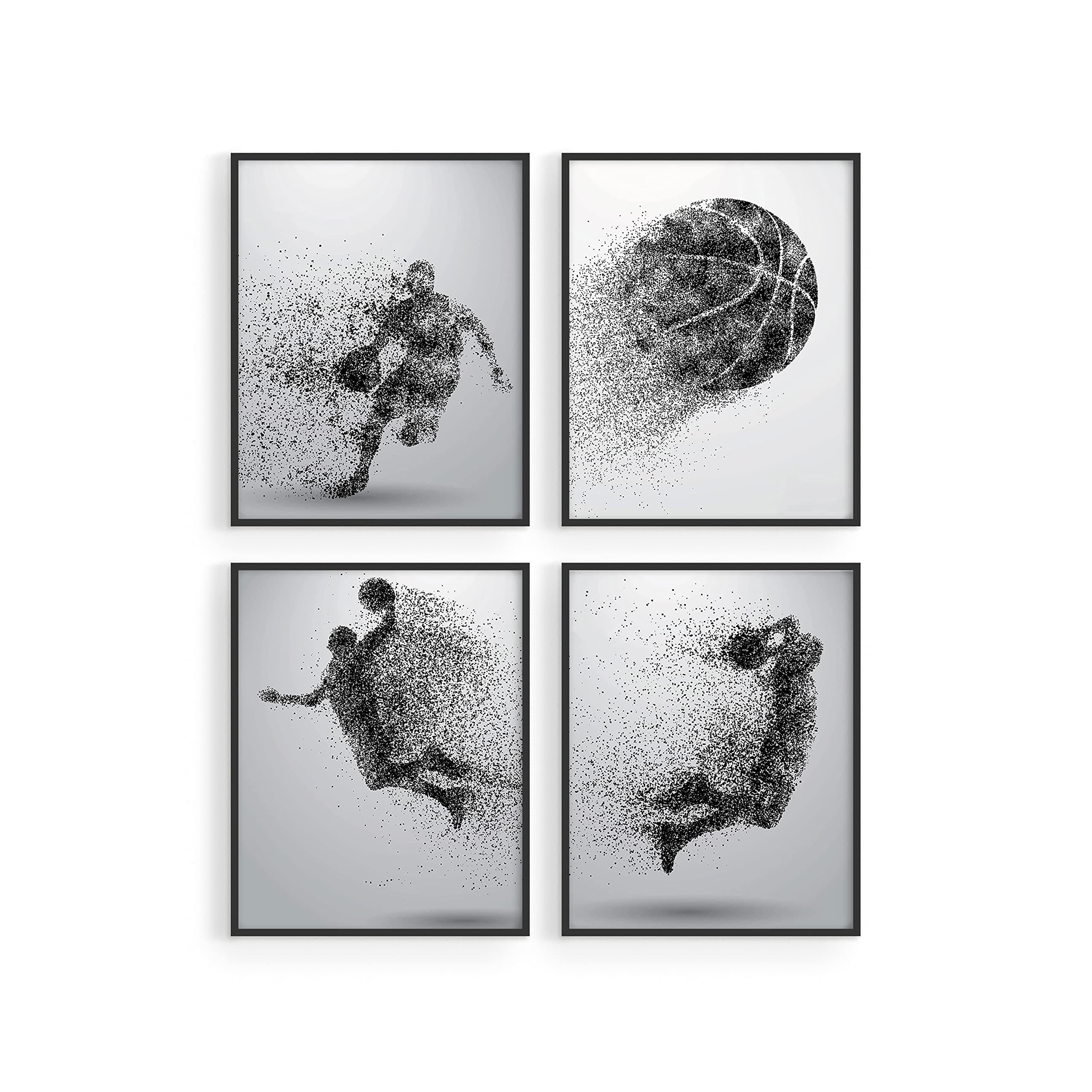 Summit Designs Basketball Wall Art Prints - Particle Silhouette – Set of 4 (8x10) Unframed Poster Photos - Bedroom - Man Cave Decor