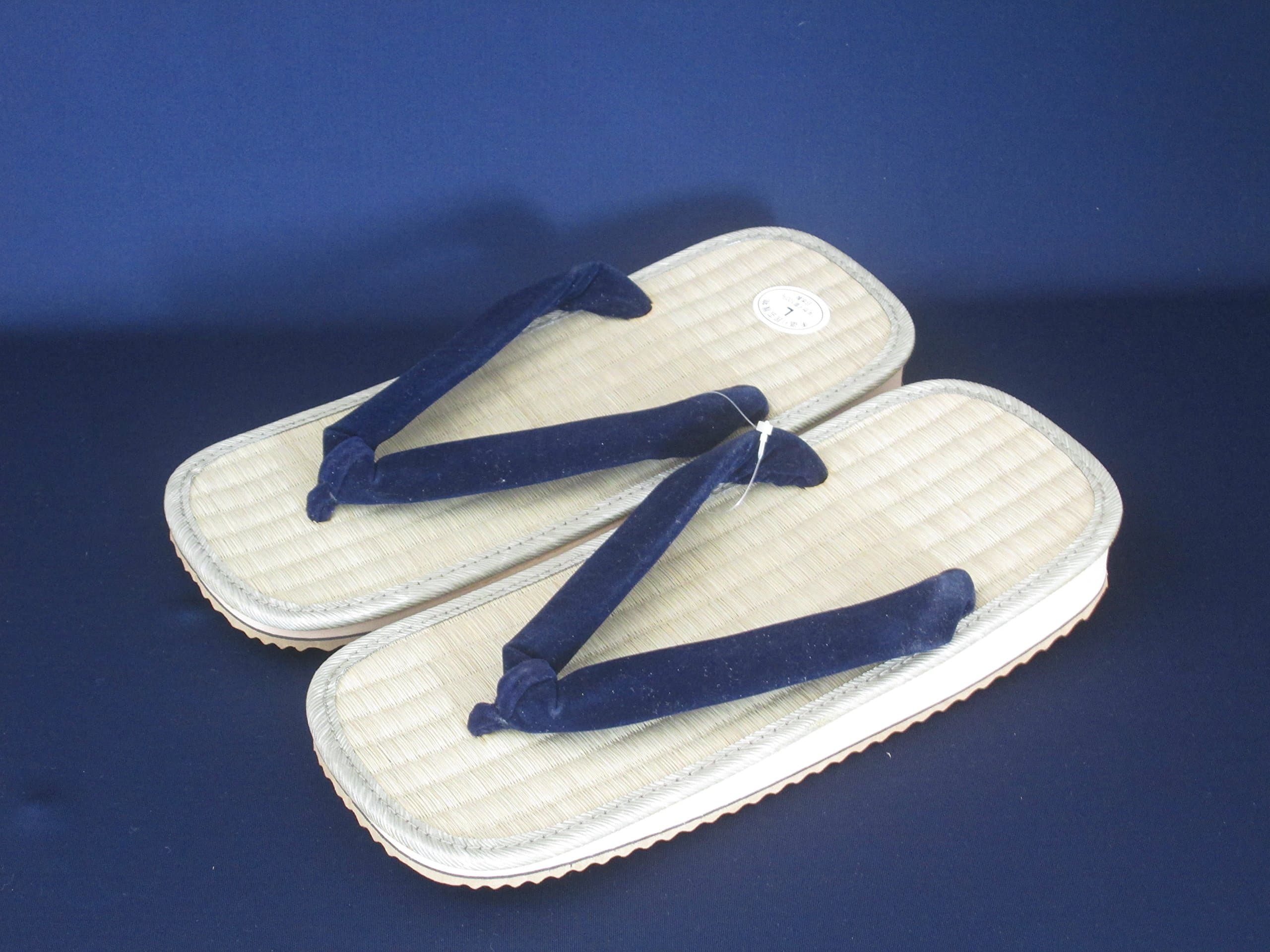 Men's Zori Shoe! Blue-Strapped Thong Sandal (US 7) with Rubber Sole