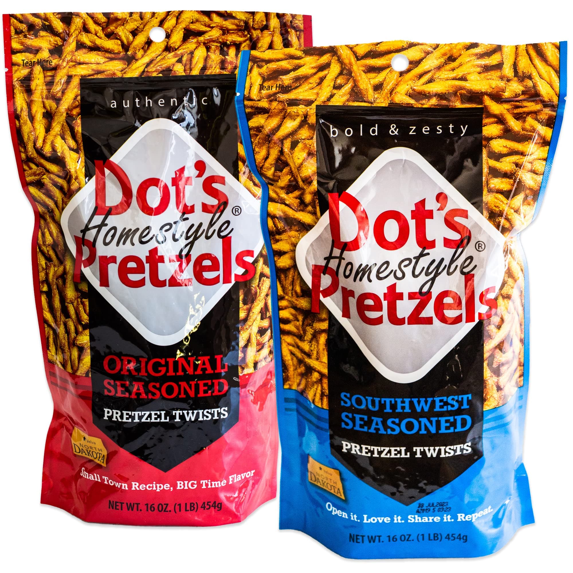 Dot's Southwest Seasoned Pretzel Twists - Bold and Zesty Pretzel Sticks - Original Homestyle Twists - 2, 16oz Bags