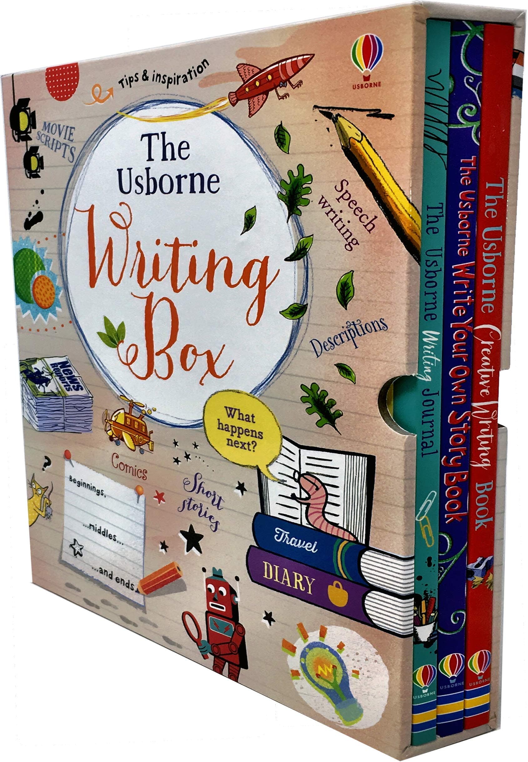 The Usborne Writing Box 3 Books Collection Set (Creative Writing Book, Write Your Own Story Book, Writing Journal) Hardcover – January 1, 2018