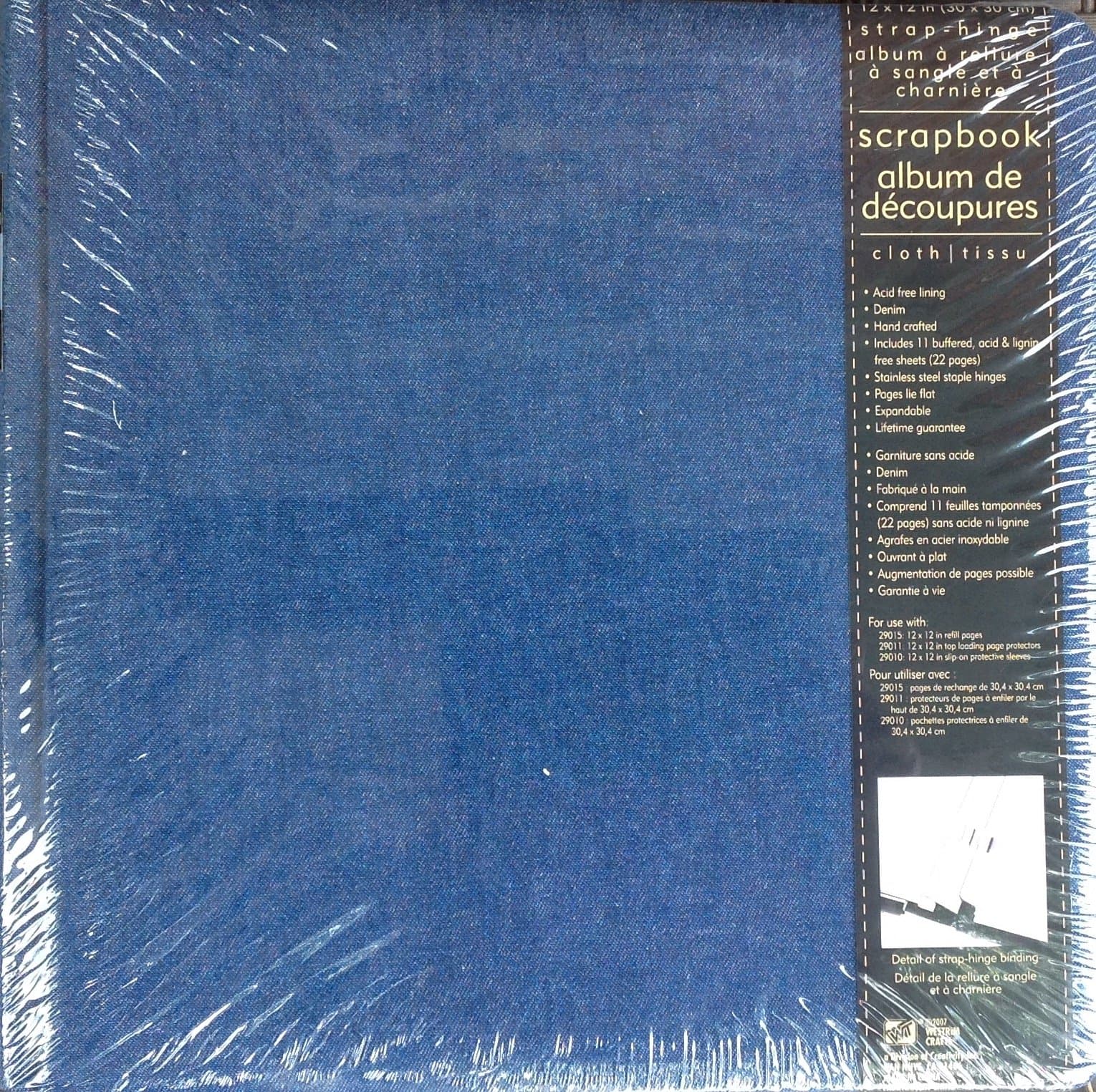 Blue Denim 12"x12" Strap-Hinge Scrapbook Album