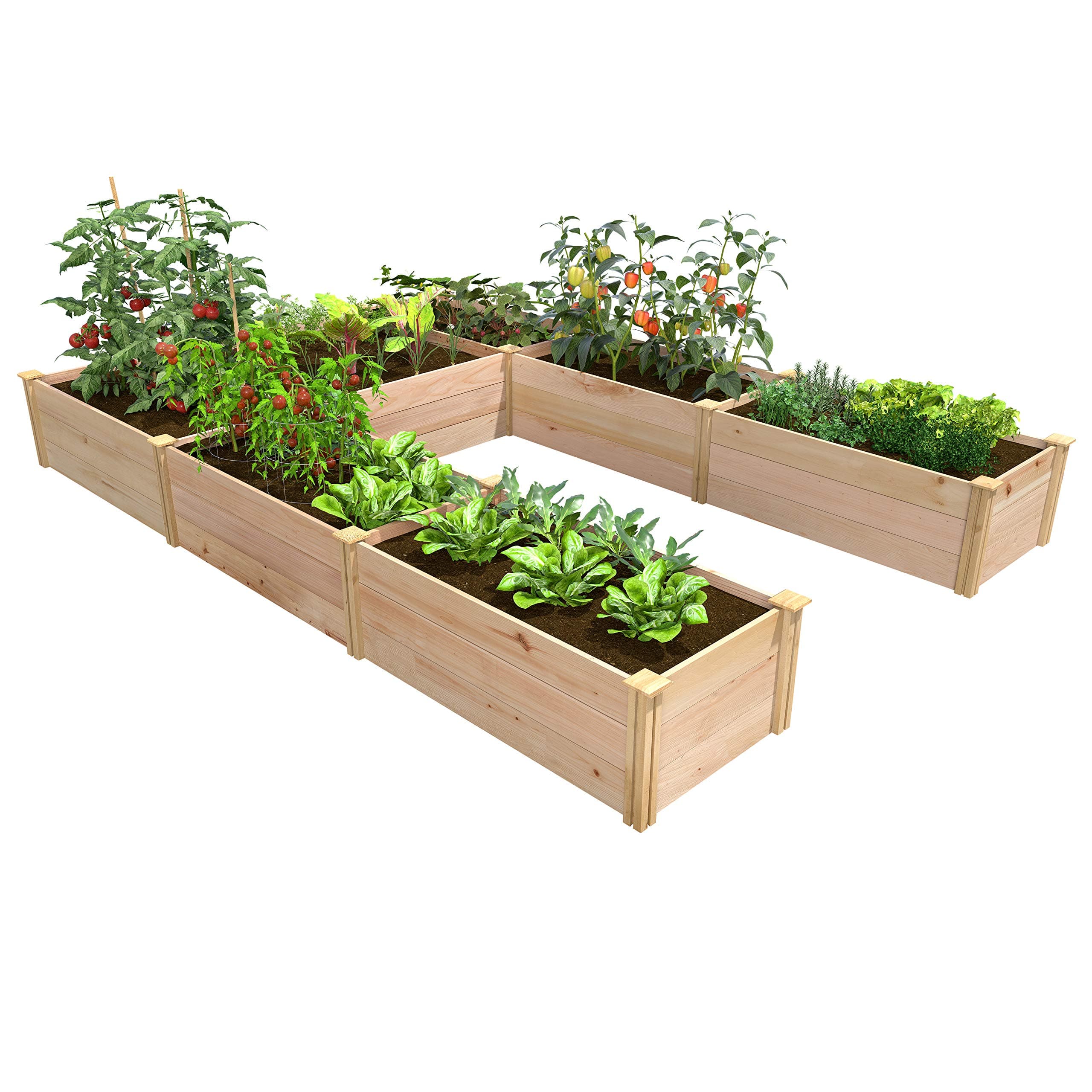 Greenes Fence Premium Cedar Raised Garden Bed, 8' x 12' x 16.5" U-Shaped Bed - Made in USA with North American Cedar