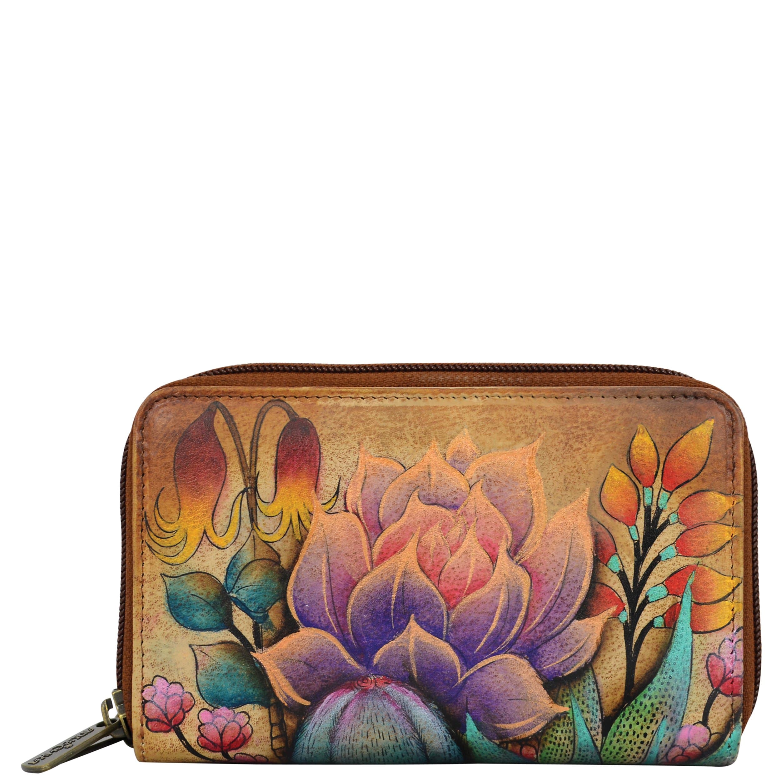 Anuschka Women's Hand-Painted Genuine Leather Twin Zip Organizer Wallet