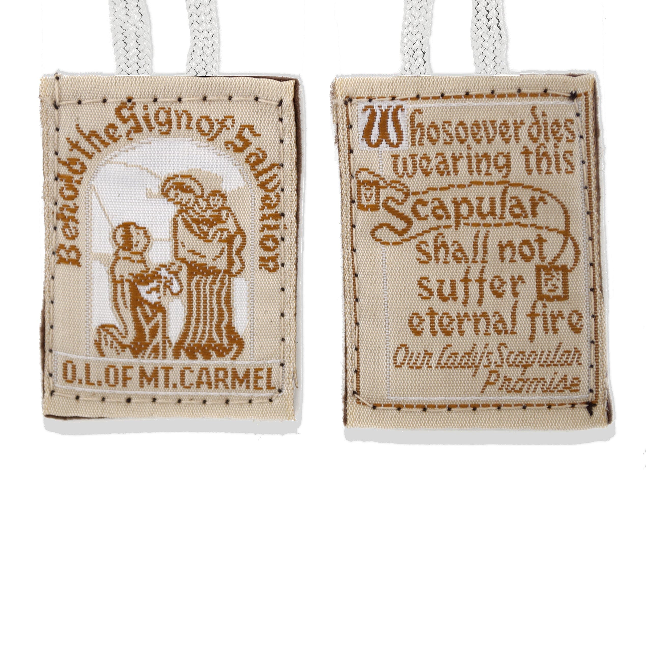 VILLAGE GIFT IMPORTERSGood Shepherd Creations Our Lady of Mount Carmel Brown Scapular with White Cord