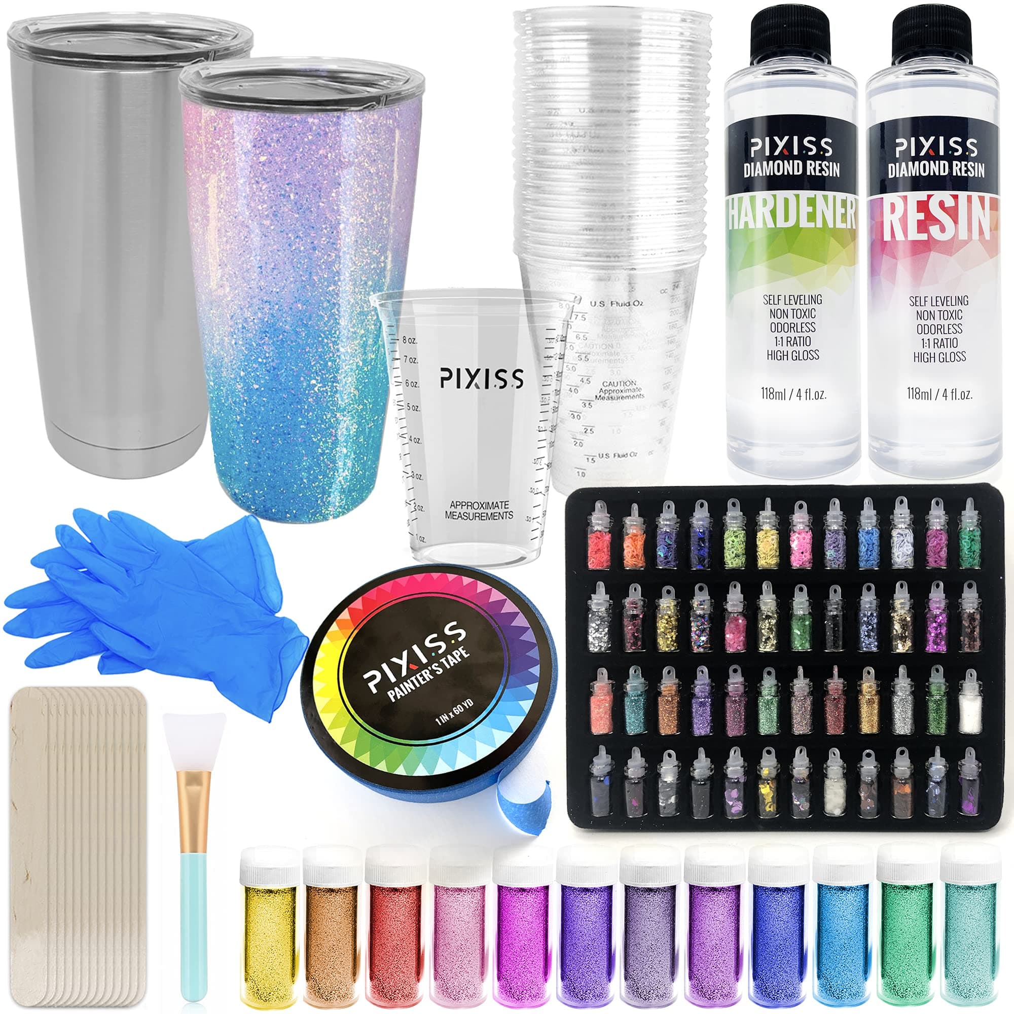 Epoxy Tumblers Kit with Glitter, Includes Clear Cast Epoxy for Tumblers, Silicone Epoxy Resin Brush, Glitter for Tumblers and Other Epoxy Tumbler Supplies