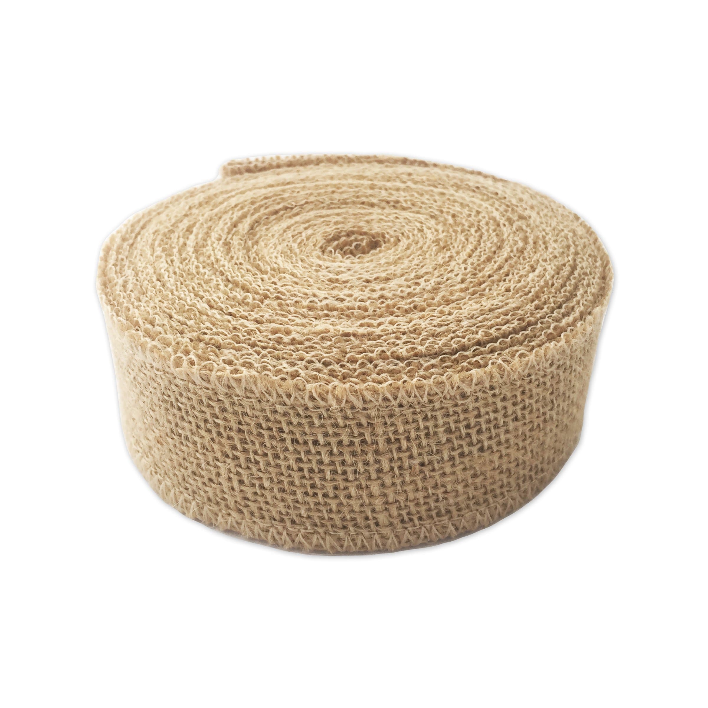LWR CRAFTS Natural Burlap Ribbon 1-2/3 Inch x 32 Feet - Jute Fabric Webbing for Bow Making, Gift Wrapping, Mason Jar Decor, DIY Crafts & Scrapbooking