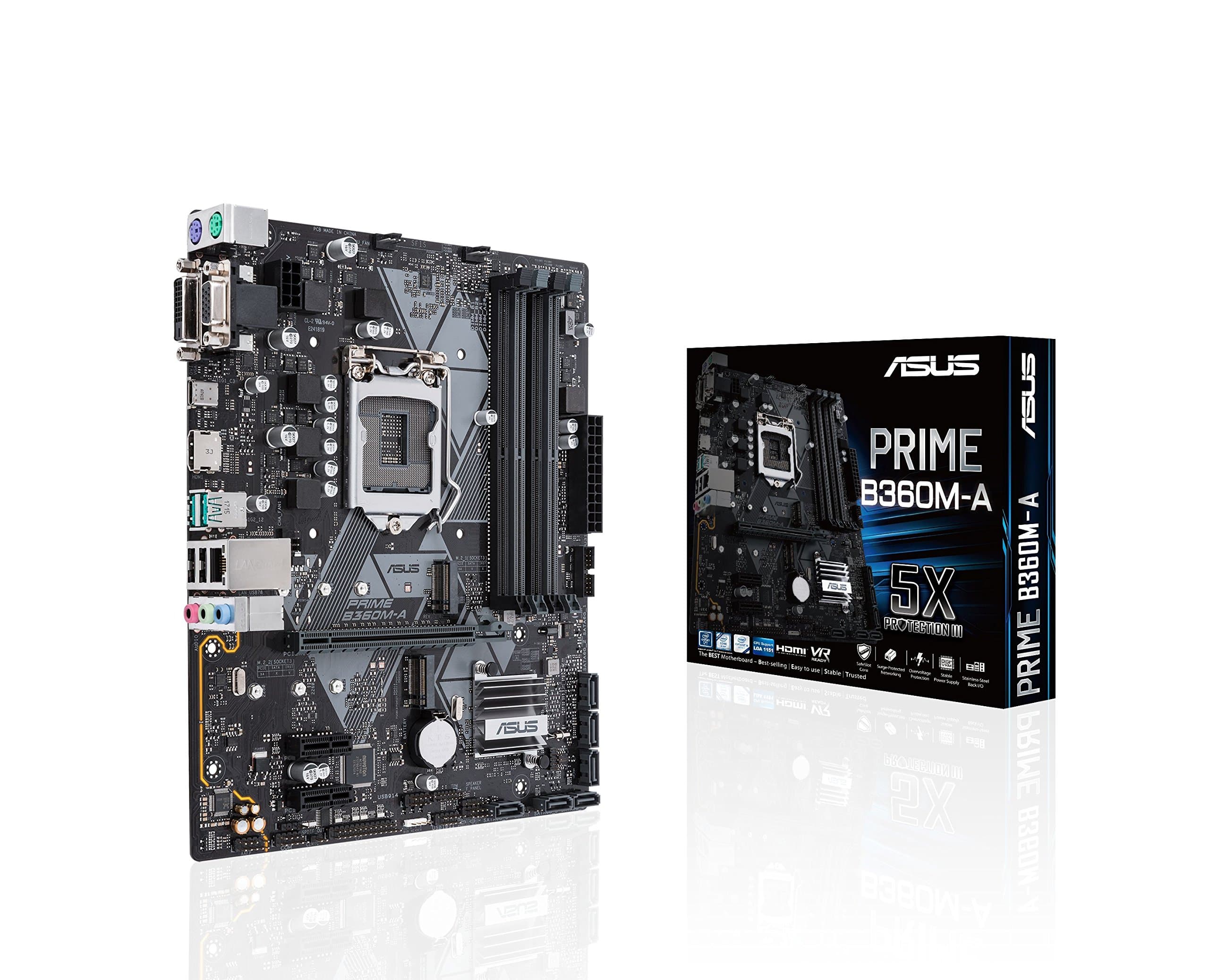 ASUS Intel LGA 1151 Micro ATX Mother Board with Aura Sync RGB header DDR4 - PRIME B360M-A