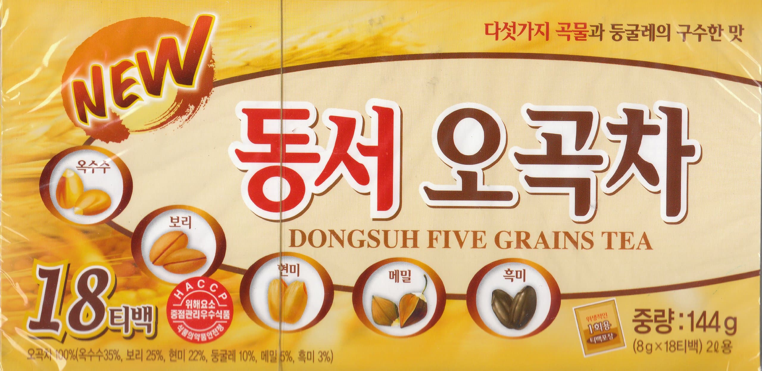 DongsuhFive Grains Tea, 8g X 18 Bags