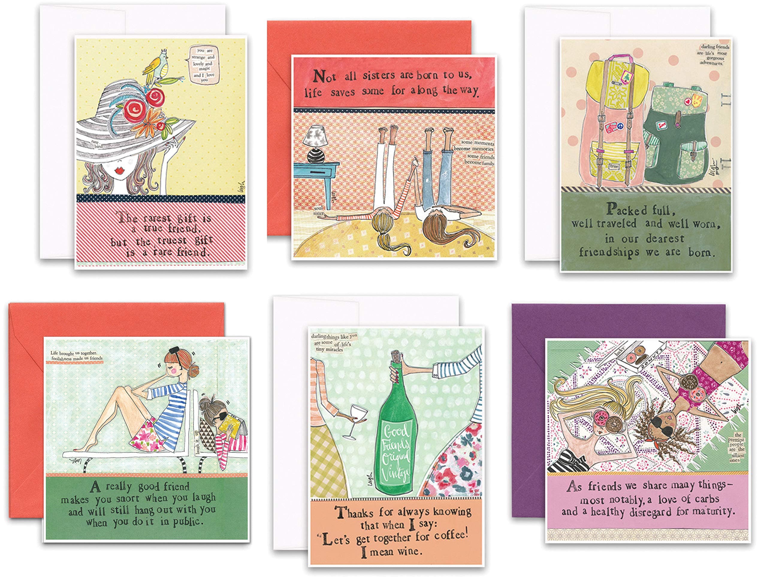 Curly Girl Design | Besties Card Pack | Friendship 6 Card Bundle