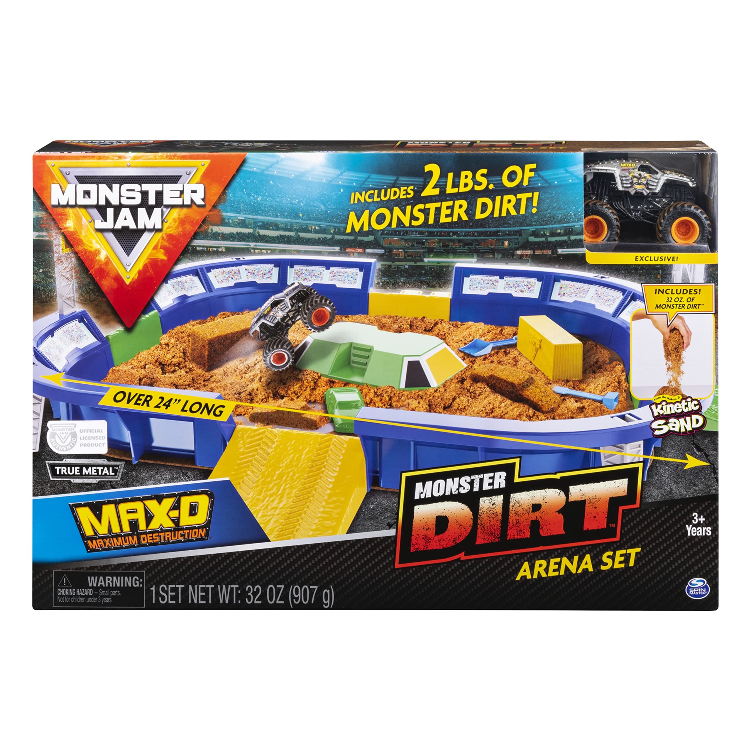 Monster Jam, Monster Dirt Arena 24-Inch Playset with 2lbs of Monster Dirt and Exclusive 1:64 Scale Die-Cast Monster Jam Truck