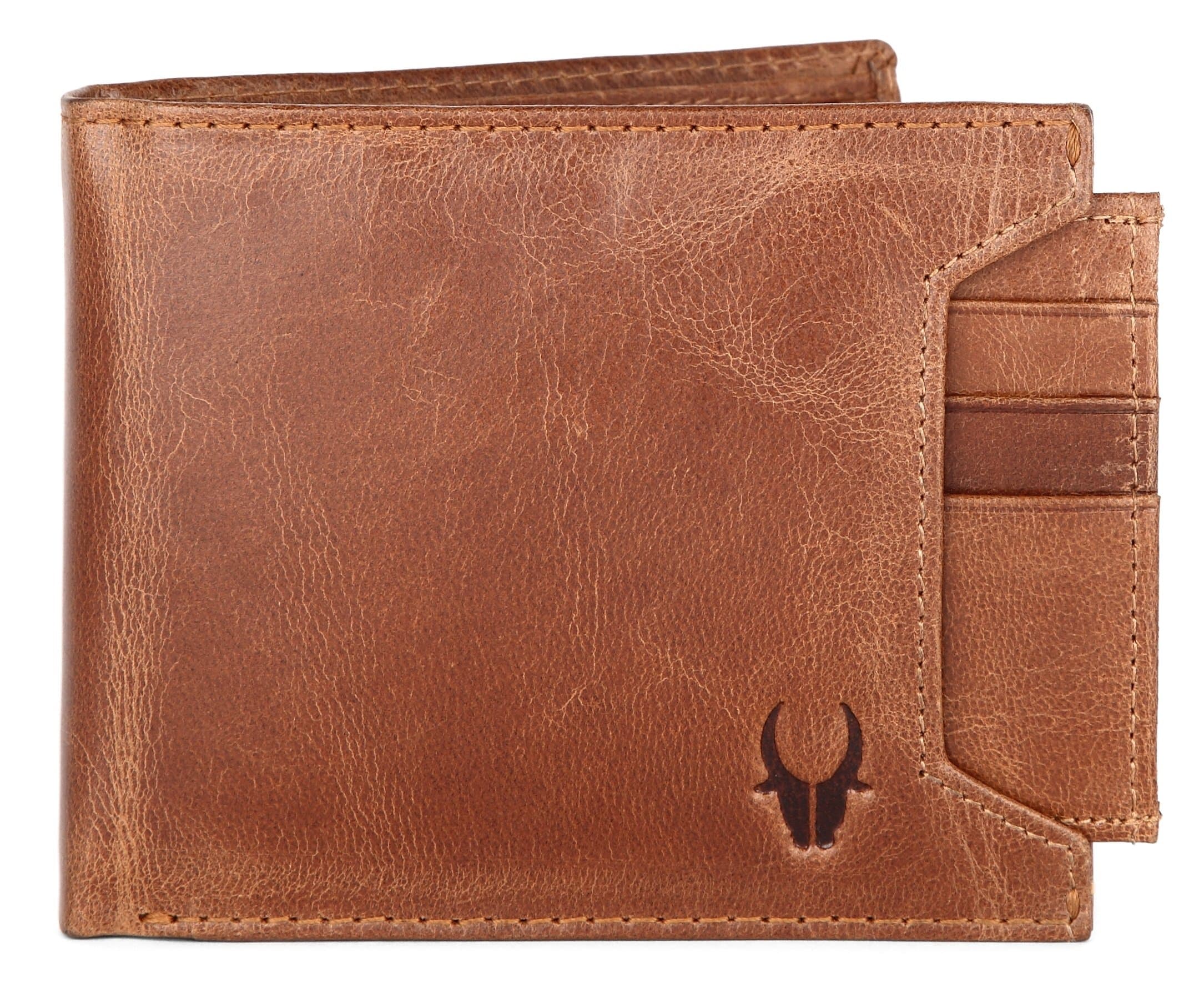 WildHorn RFID Protected Genuine Leather Wallet for Men (New TAN Crunch)