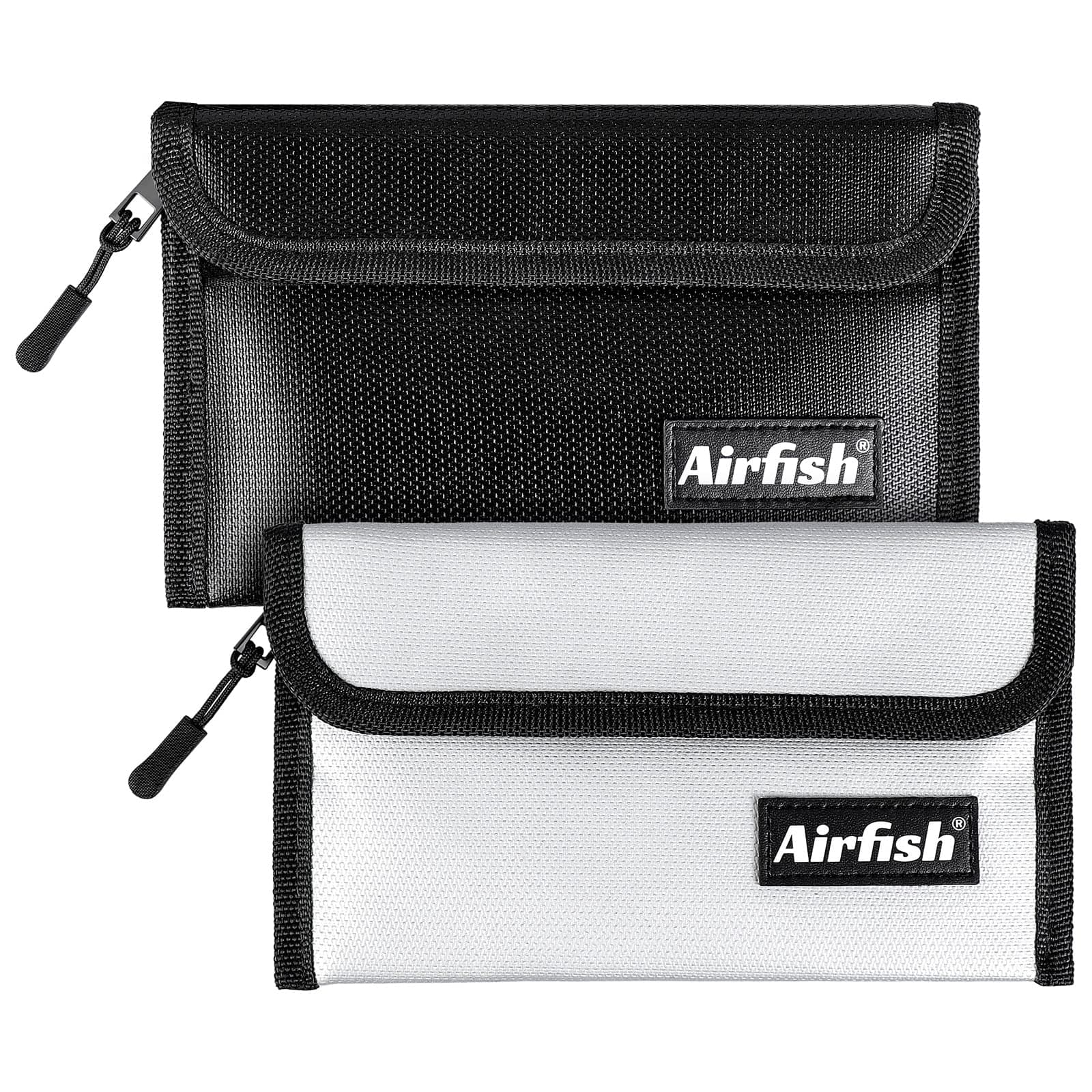 Airfish 2 Pack Fireproof Bag, 8 x 5" Fireproof Money Bag, Small Fireproof Document Bag, Fireproof Envelope with Zipper, Waterproof Cash Pouch for Valuables/Jewelry/Cash/Passport/Invoices
