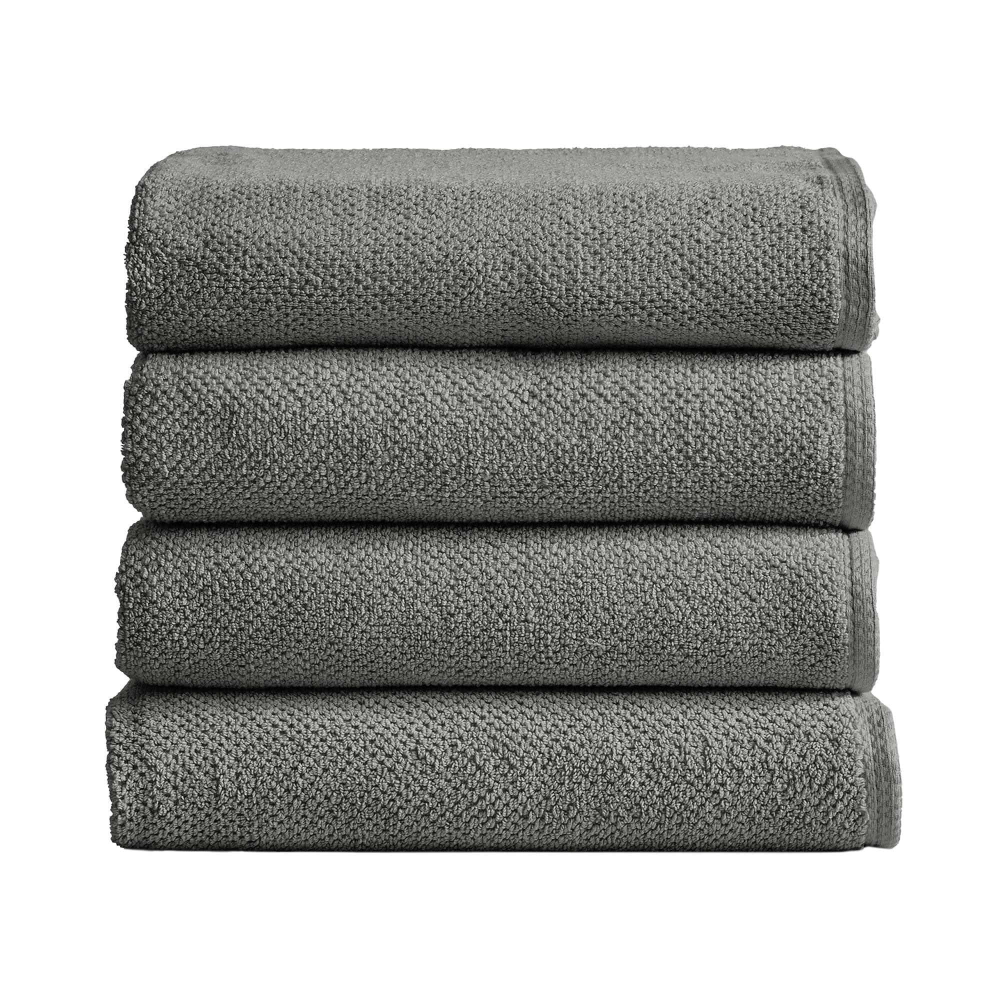 Grey Bath Towels - 100% Cotton 4 Pack 52x30 Bath Towel Set - Absorbent, Quick-Drying, Durable Towels for Bathroom Decor - Low-Twist, Two-Ply Fibers (Dark Grey)