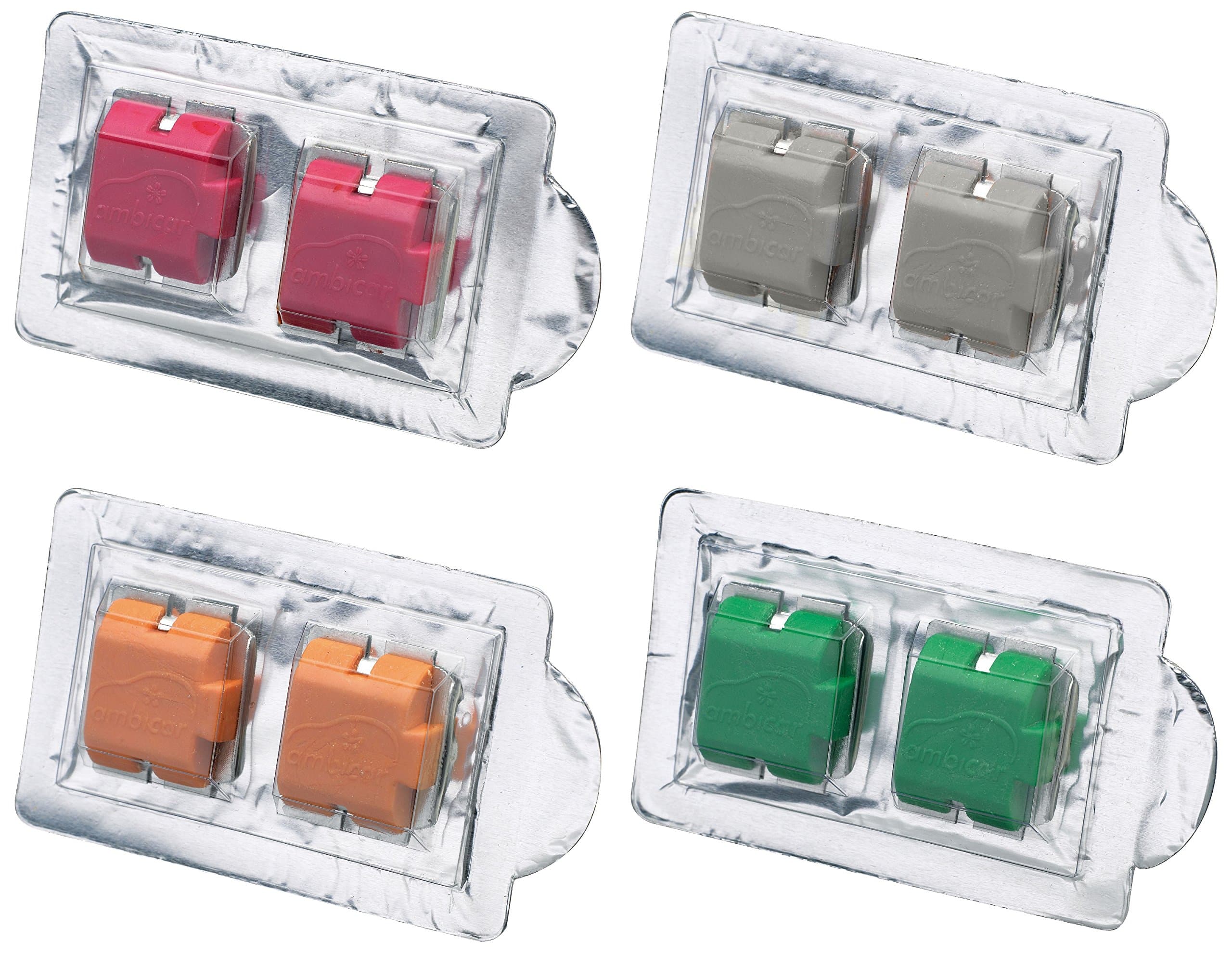 AMBICAR ELECTRIC CAR AIR FRESHNER COMBO of 4 REFILL PACKS (RED FRUIT, ELEGANCE, NATURE, TROPICAL)