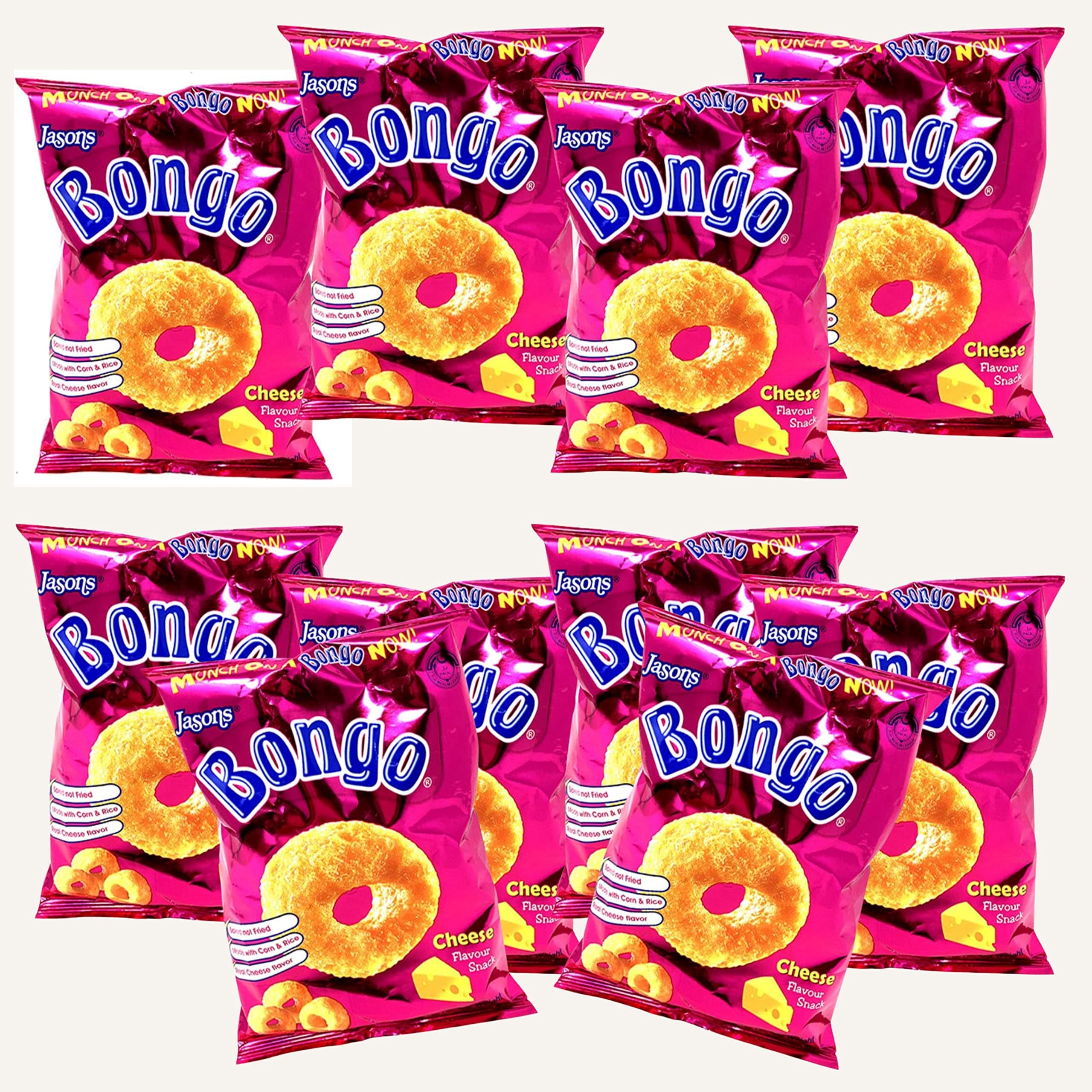 Fiji Jasons - Bongo Cheese Flavor Snacks (Pack of 10 x 28g) Made with Real Unique Cheese Flavor - FijiProducts.com