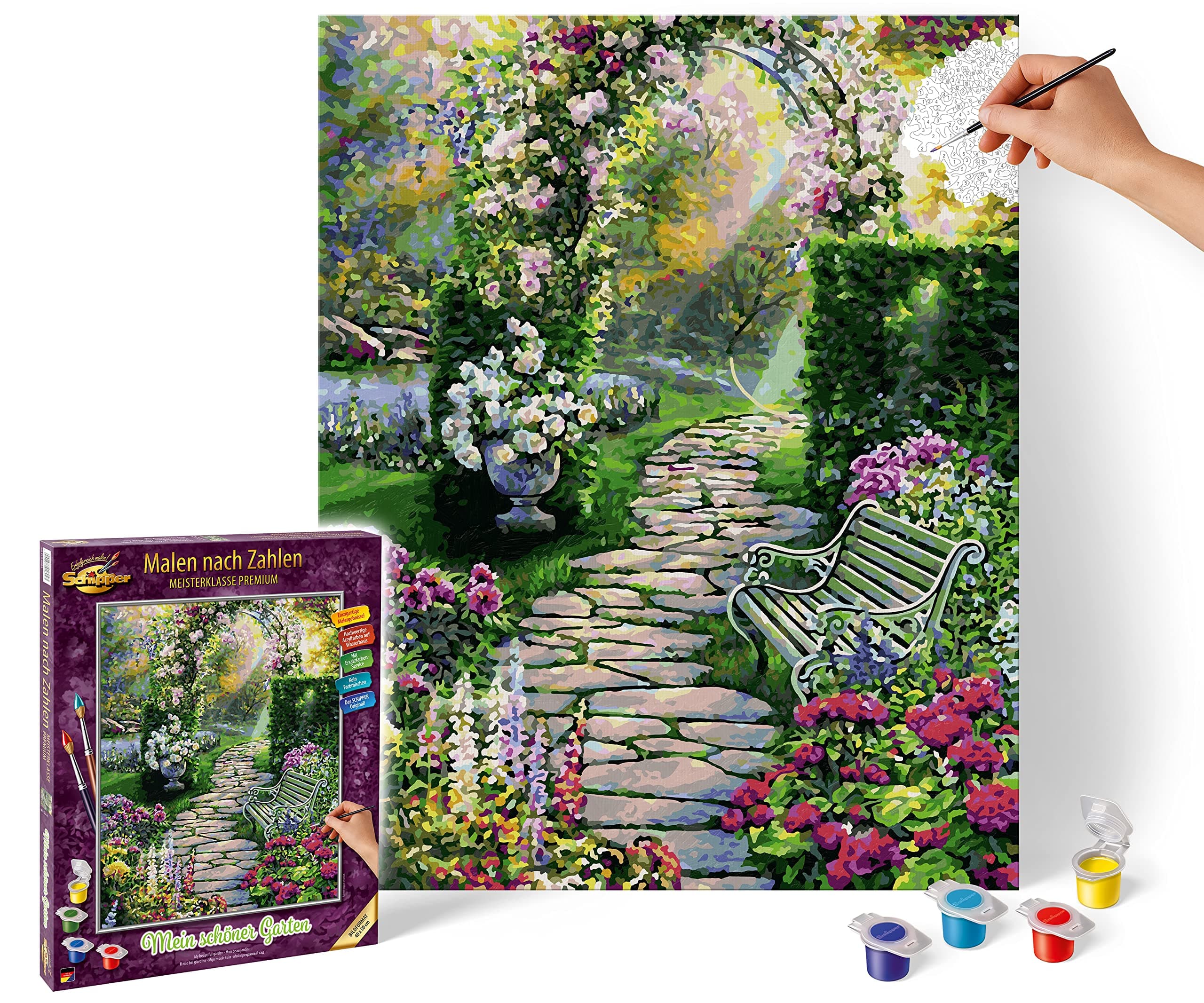 Schipper 609130804 Painting by Numbers - My Beautiful Garden - Painting Pictures for Adults Including Brush and Acrylic Paints 40 x 50 cm Multi-Coloured