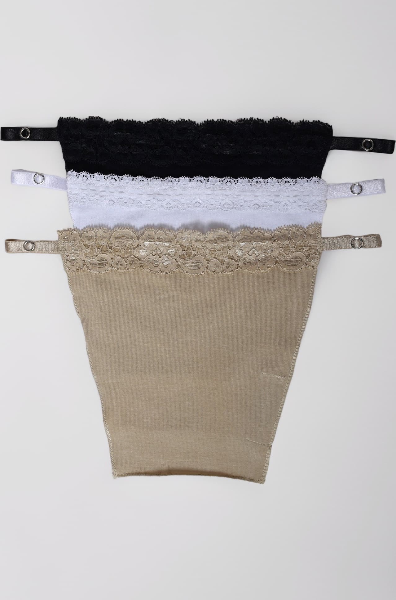 Cotton Clip On Camisole for Women | Mock Lace Cleavage Cover | Deep Neck Cover Up Inners | Slip Inner | Free Size | Set of 3