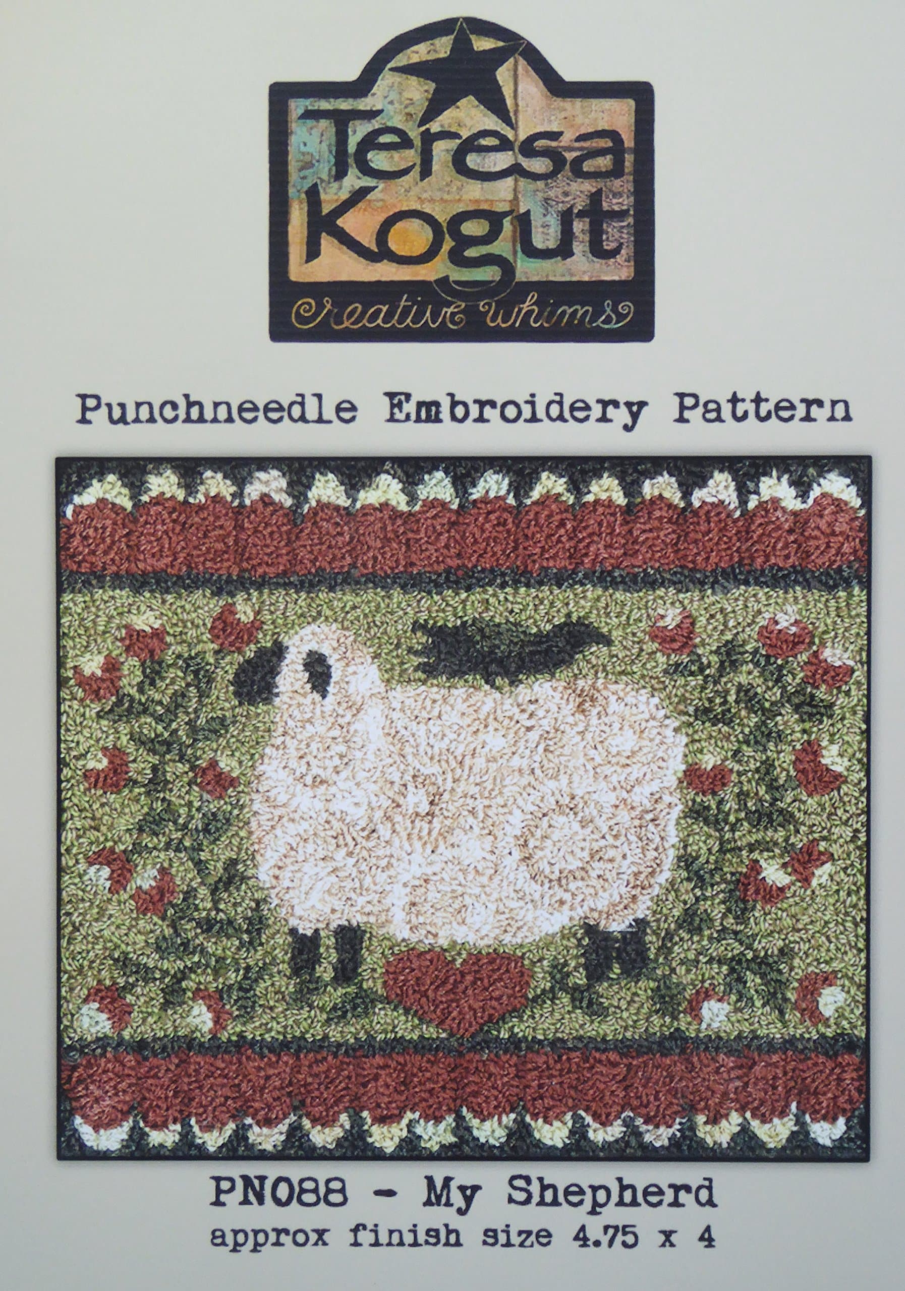 My Shepherd Sheep Crow Heart PN088 Punchneedle Punch Needle Embroidery Teresa Kogut Pattern